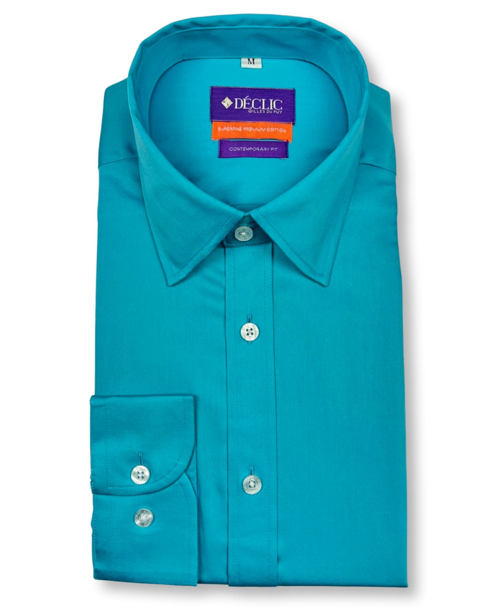 DÉCLIC Rainier Plain Shirt for Men - Lightweight Casual Button Down Shirt in Aqua Blue - Perfect for Office, Travel and Outdoor Activities