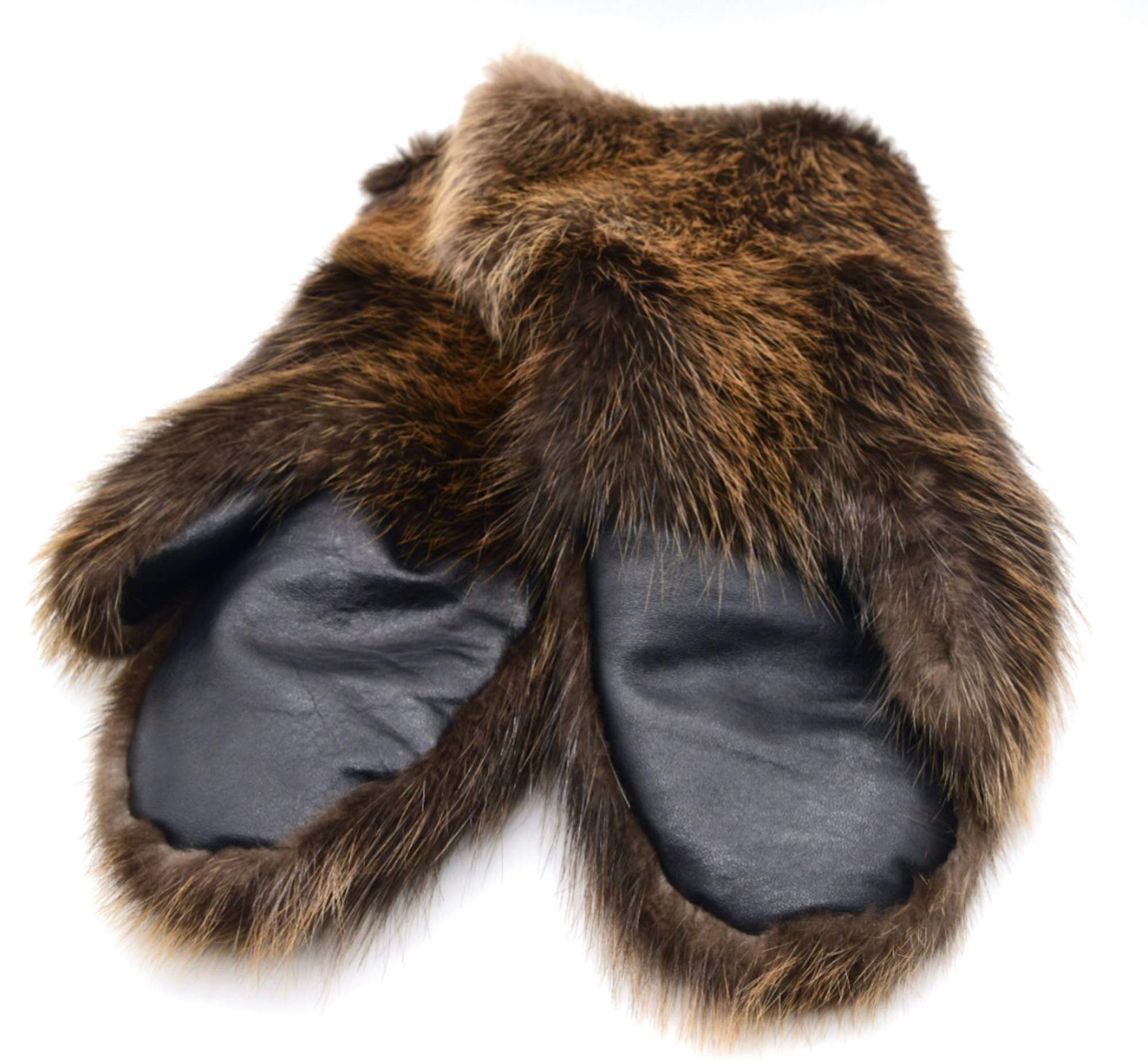 Premium Men's Beaver Fur Gauntlet Mittens - Genuine Fur Winter Gloves for Extreme Cold - Ideal for Skiing, Snowboarding & Outdoor Adventures