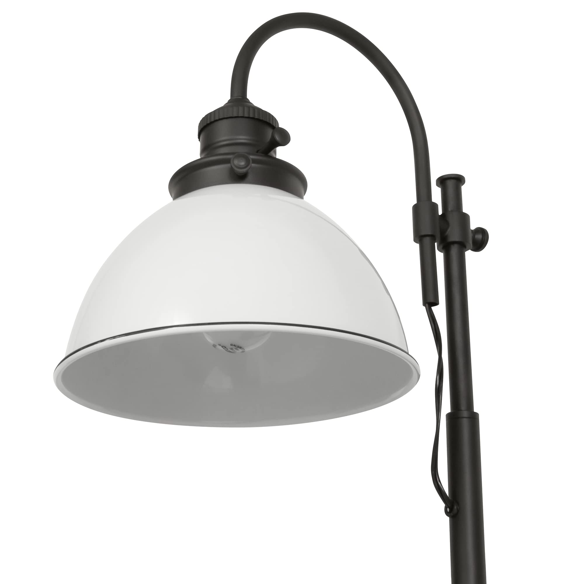 Savannah Farmhouse Adjustable Table Desk Lamp - Matte Black with White Metal Shade & Black Trim | Perfect for Home Office, Study Room & Reading Nook Lighting