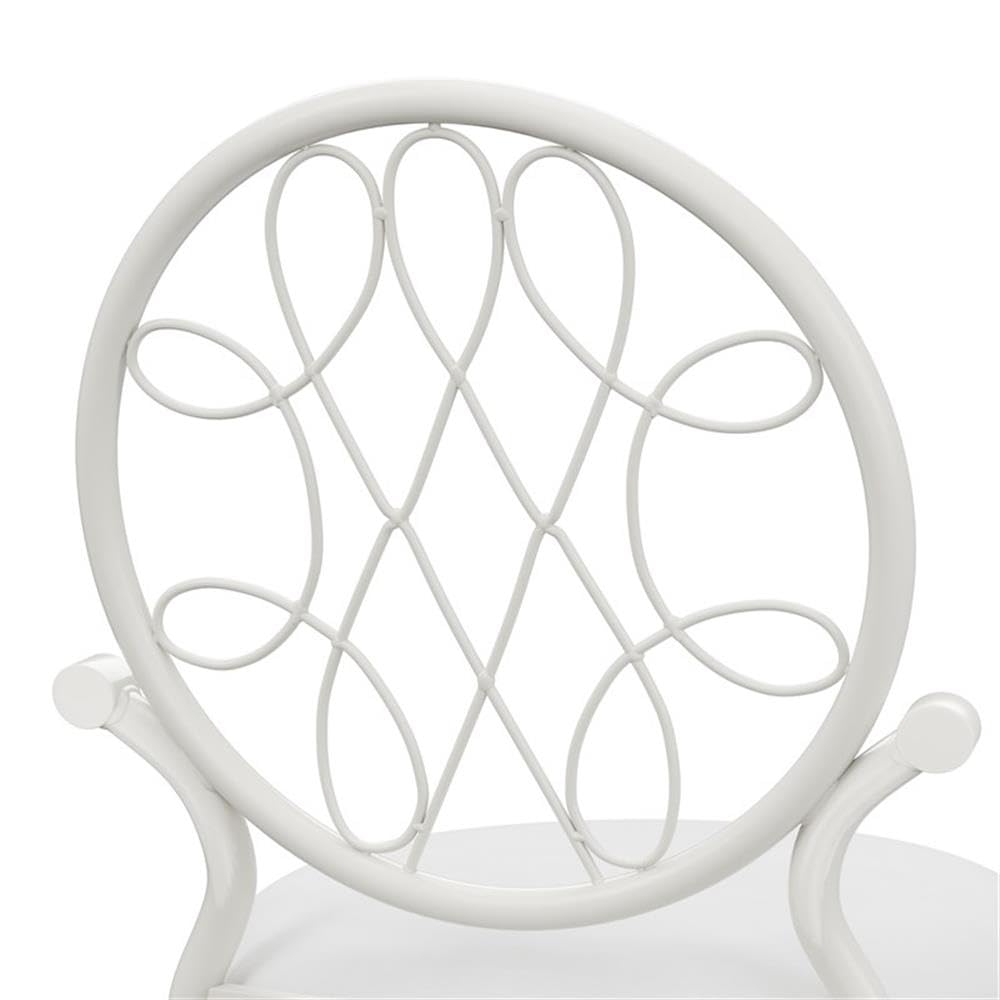 Hillsdale O'Malley White Metal Vanity Stool for Makeup Room, Bathroom & Dressing Table - Perfect for Sitting While Applying Makeup or Getting Ready