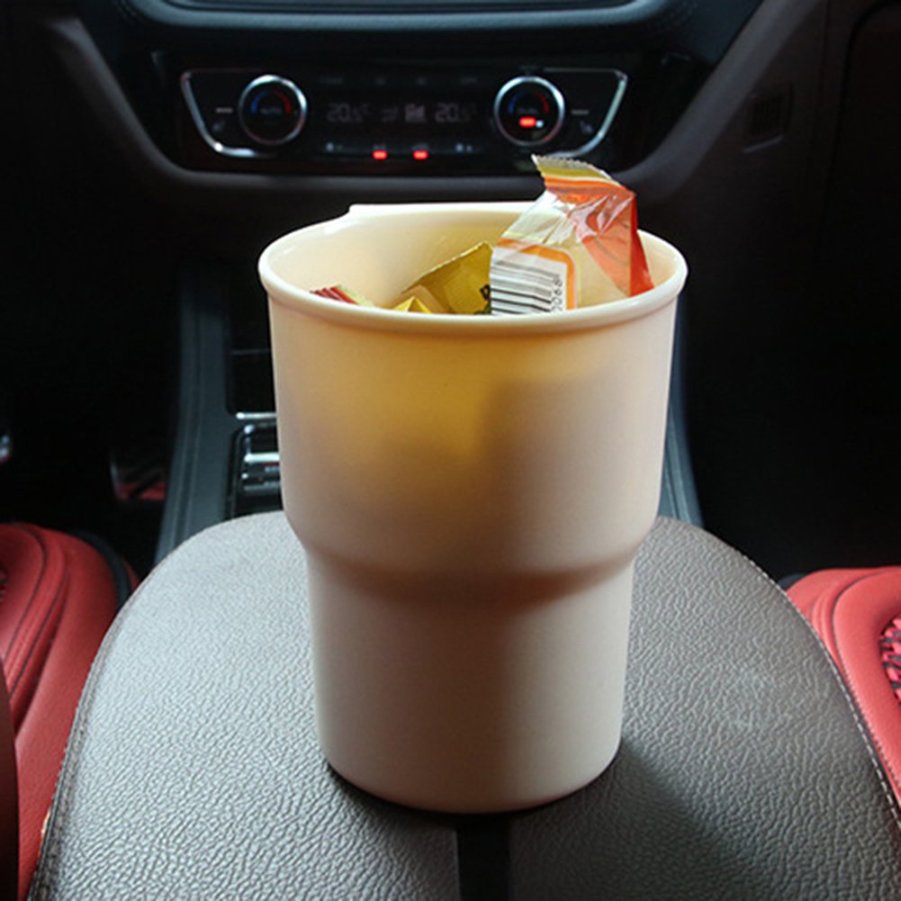Multi-Function Car Trash Can with Lid - Mini Wheelie Storage Bin for Car Organizer, Auto Change Holder & Vehicle Garbage Container - Perfect for Road Trips, Commuting & Car Cleaning