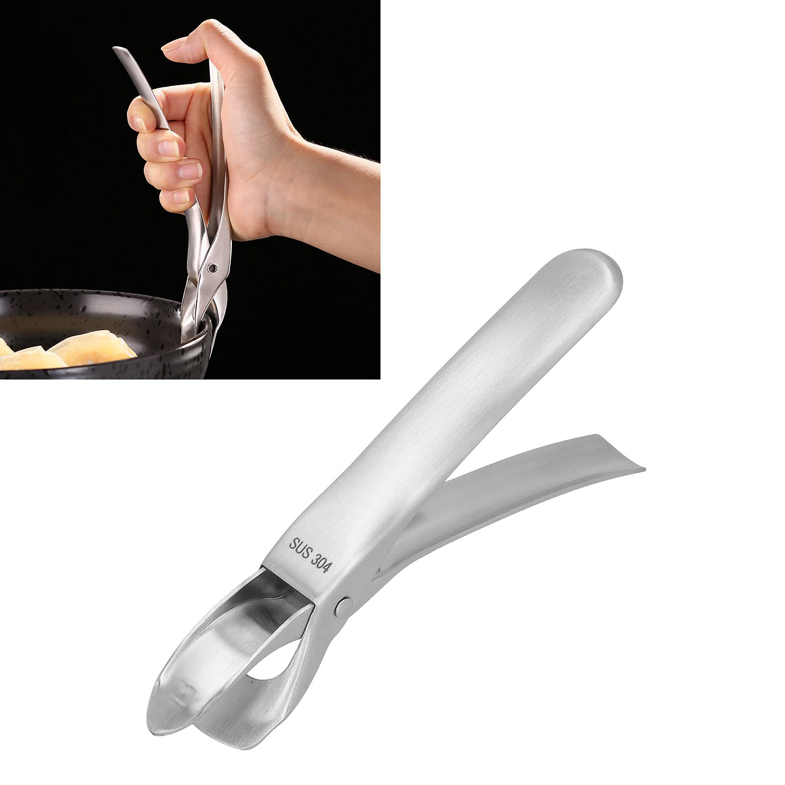 Stainless Steel Pot Grabber & Cooking Tongs - 304 Grade Wide Handle Bowl Clamp Plate Holder for Microwave, Air Fryer & Kitchen - Perfect for Serving Hot Dishes, Grilling, Baking and Food Prep
