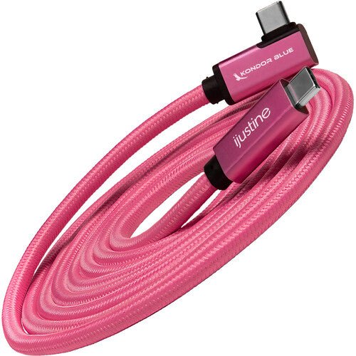 Kondor Blue iJustine Male USB C 3.2 Gen 2 Right Angle Cable - 6ft Pink Fast Charging Cord for MacBook Pro, iPad Pro & Samsung Galaxy - Perfect for Home, Office & Travel Charging