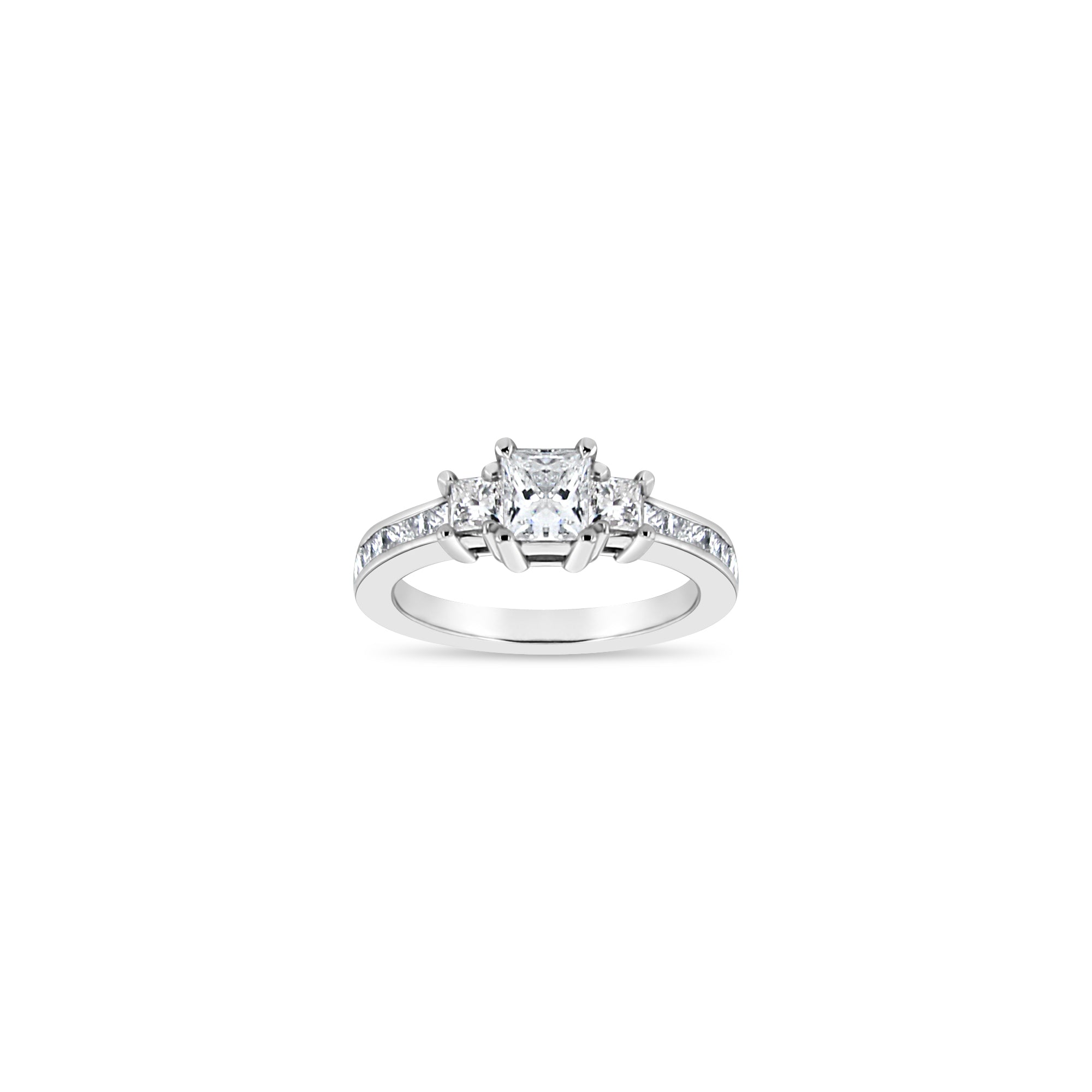 Princess Cut Three Stone Diamond Engagement Ring - 14K White Gold Wedding Band for Women | Perfect for Proposals, Anniversaries & Bridal Jewelry