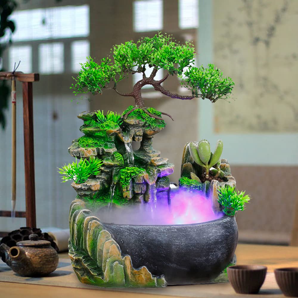 KANING Creative Indoor Resin Rockery Water Fountain - Feng Shui Aquarium Decor for Fish Tank, Home & Office Landscape Decoration | Perfect for Zen Gardens, Living Rooms & Meditation Spaces