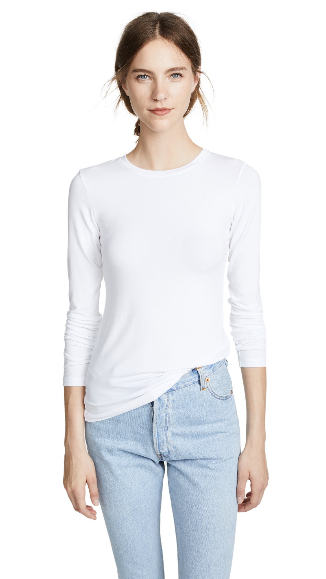 L'AGENCE Women's Crew Neck Tess Shirt - Soft Cotton Casual Blouse for Work & Everyday Wear | Perfect for Office, Date Night & Weekend Outfits