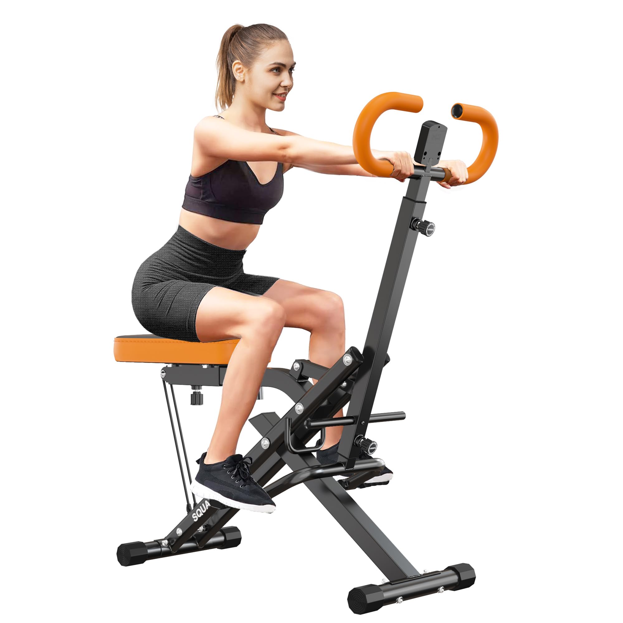 SogesPower Adjustable Squat Machine for Home Gym - 330lbs Capacity Squat Rowing Trainer with Resistance Bands for Glutes & Legs Workout | Perfect for Strength Training, Home Fitness & Full-Body Exercise