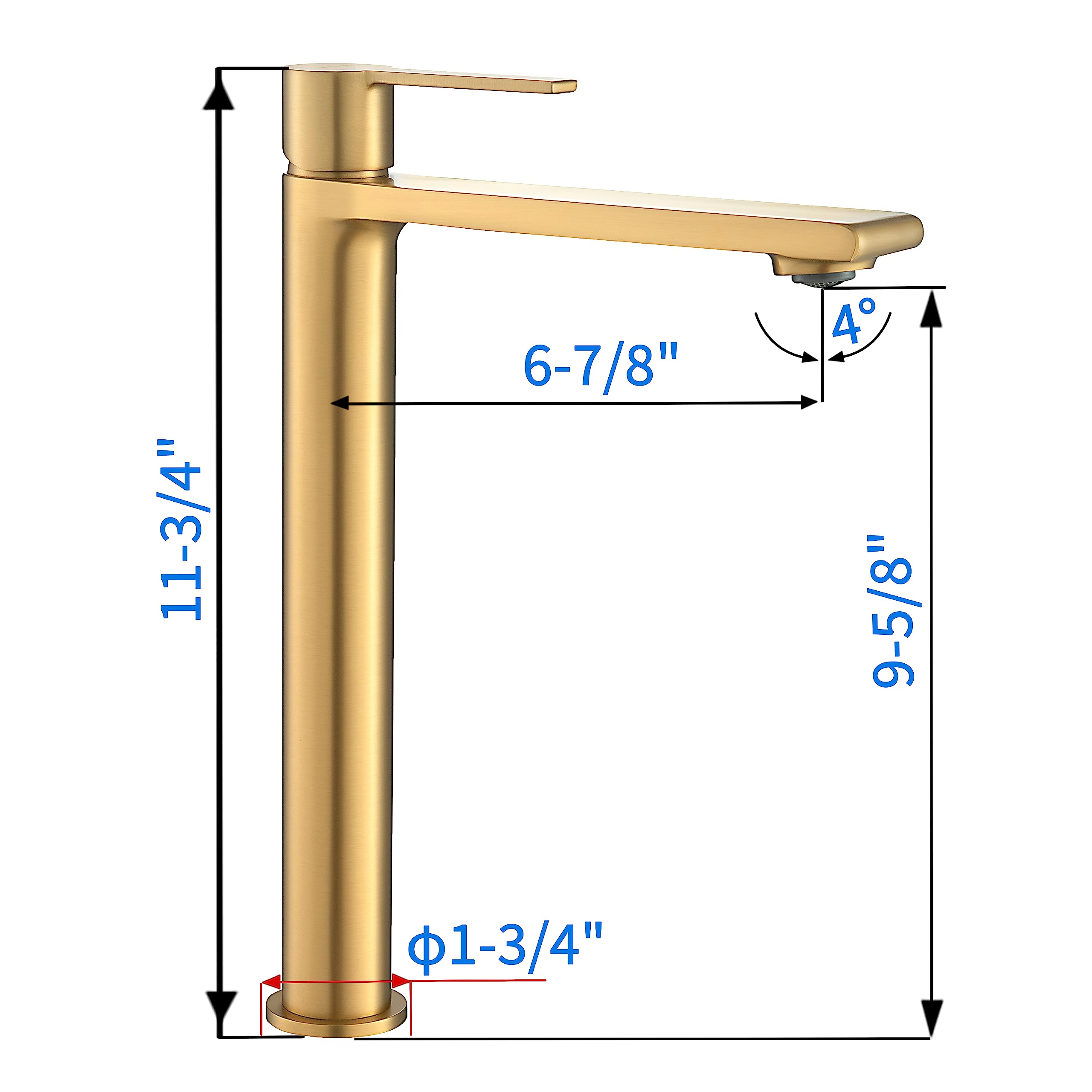 Premium Casta Diva Tall Single Hole Bathroom Faucet for Vessel Sink - Lead-Free Brass Construction, Tool-Free Installation, Elegant Gold Finish - Perfect for Modern Bathrooms & Powder Rooms