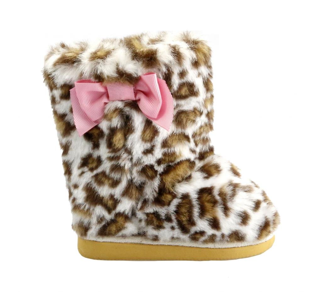 **The Doll Maker Girls' Faux Leopard Fur Boots - Stylish Winter Fashion for Kids, Parties & Outdoor Play**
