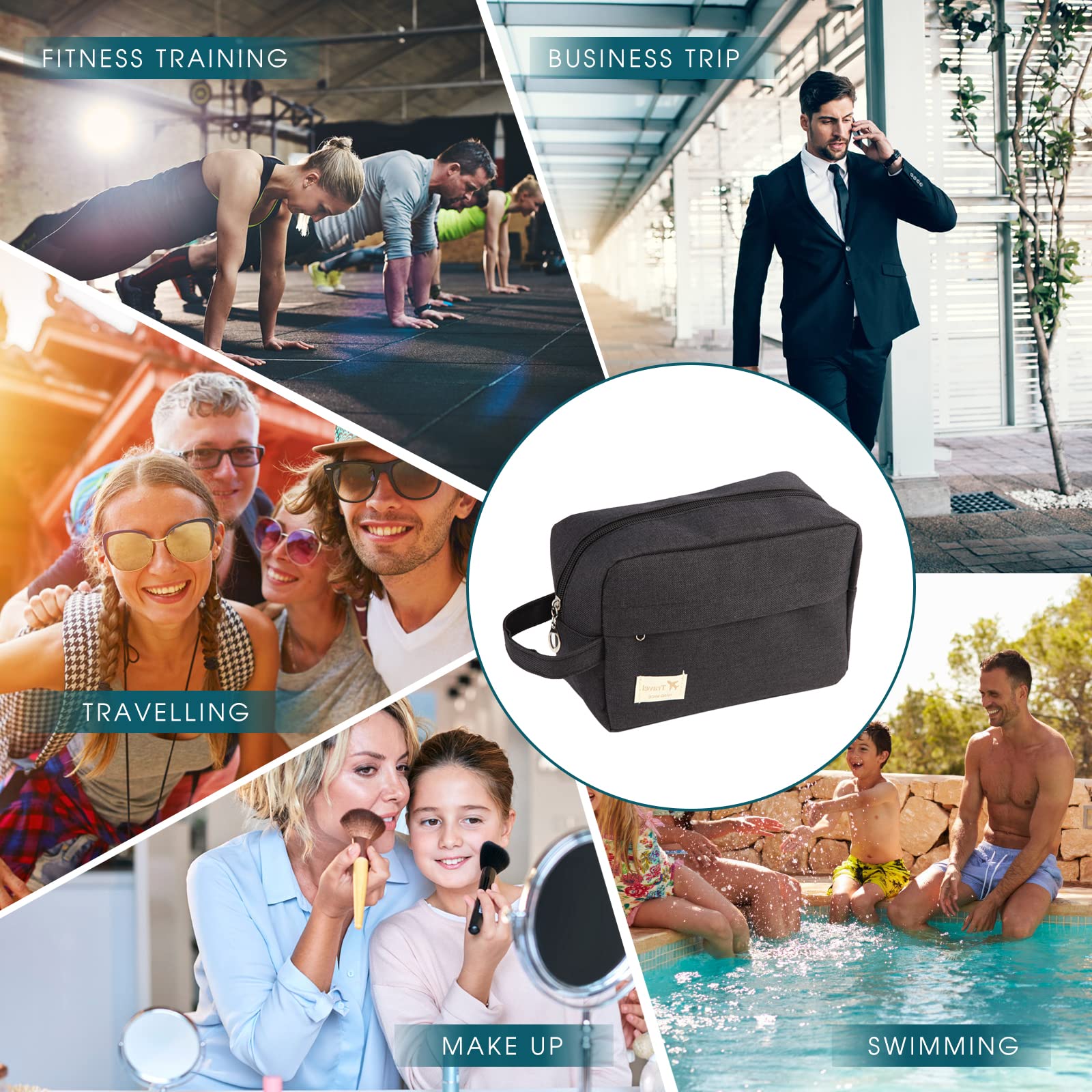 Waterproof Toiletry Bag for Men - Large Travel Wash Bag, Gym & Shaving Organizer, Business Travel Cosmetic Bag (Black) | Ideal for Business Trips, Gym, Camping & Bathroom Storage