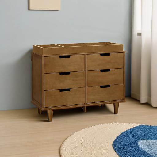 DaVinci Marley 6-Drawer Dresser for Nursery & Kids Bedroom - Solid Wood Toddler Dresser for Boys & Girls - Multi-Functional Chest of Drawers for Living Room & Hallway - Walnut Finish - Perfect for Baby Clothes Storage & Home Organization