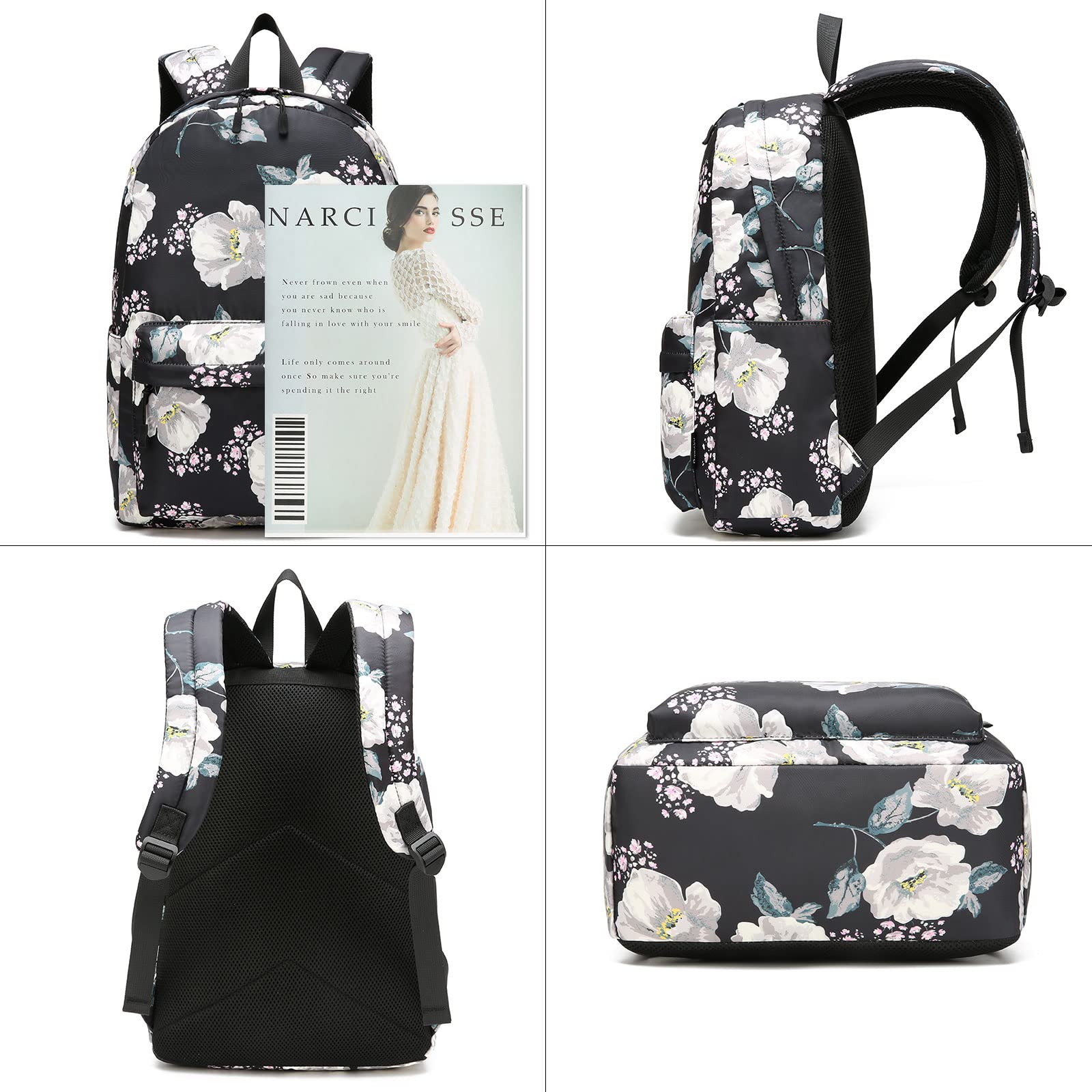 Stylish School Backpack for Teen Girls & Women - Durable Laptop Backpack for College, Travel & Work - Includes Lunch Bag & Pencil Case - Perfect for School, Commuting & Weekend Getaways