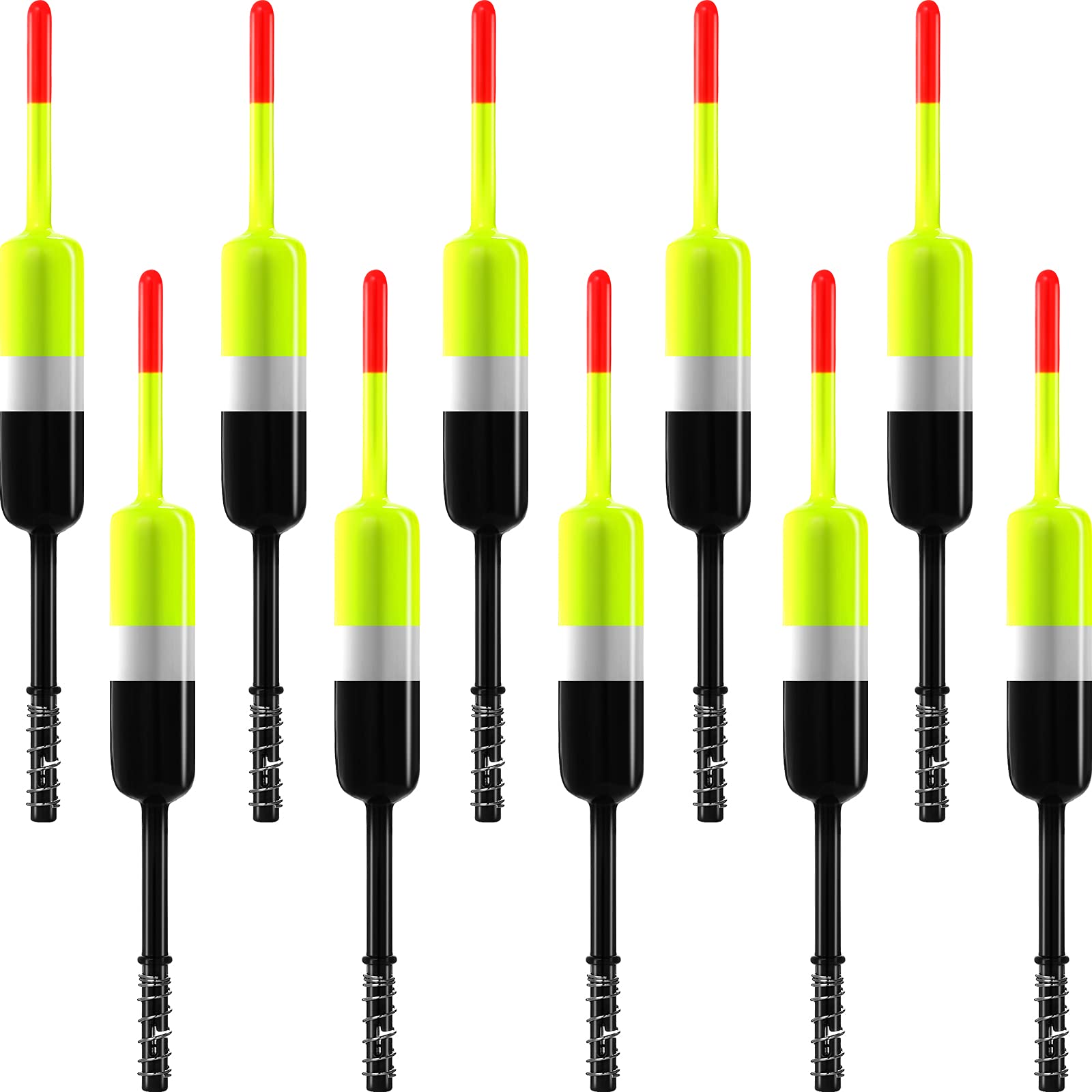 10 Pieces Fishing Bobbers and Floats - Spring Slip Bobbers for Crappie, Bass, and Trout Fishing - Durable Fishing Float Accessories for Freshwater and Saltwater Use - Perfect for Shore Fishing, Boat Fishing, and Ice Fishing