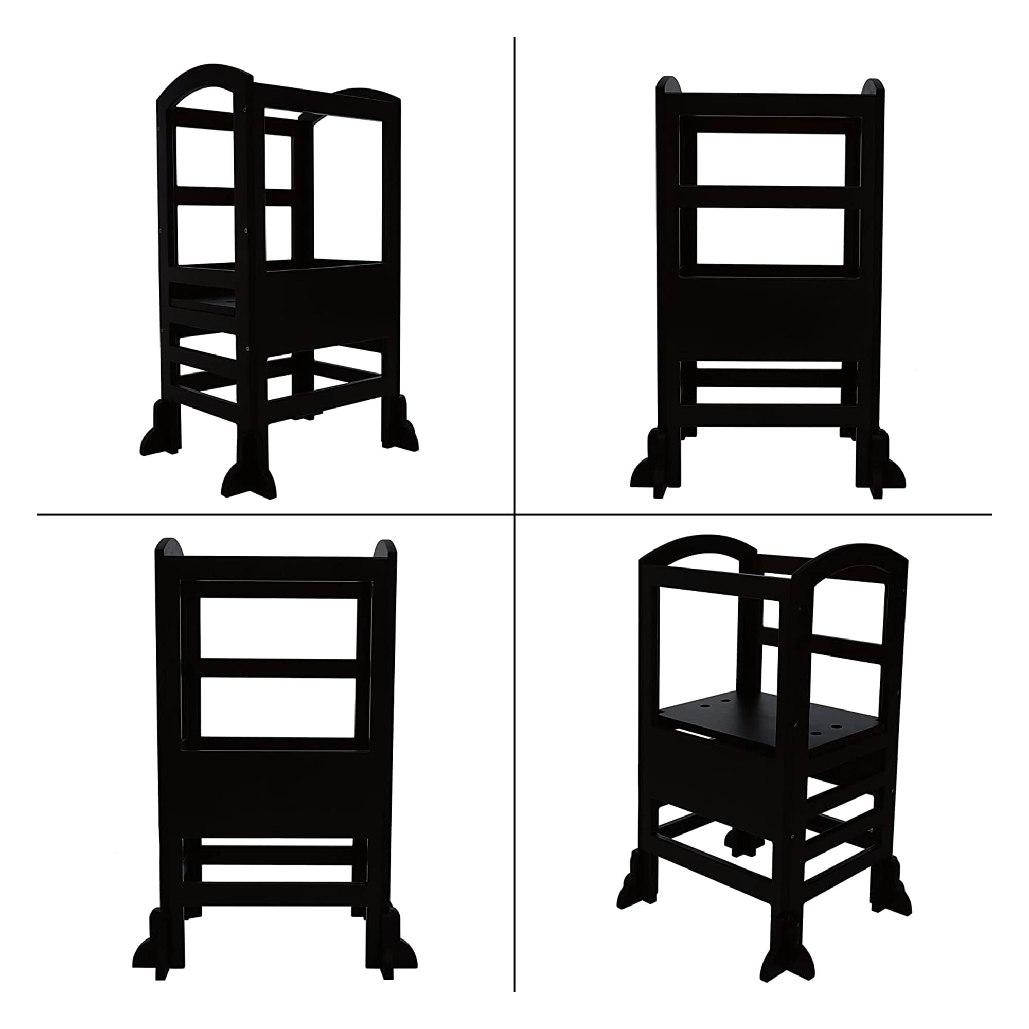 SDADI LT02B Adjustable Height Kids Kitchen Step Stool - 4-Level Learning Tower for Toddlers & Children - Safe for Kitchen, Bathroom & Playroom - Black (Perfect for Cooking, Washing Hands & Playtime)