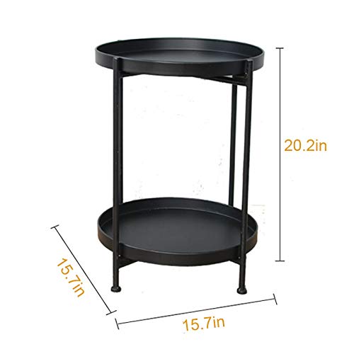 2 Tier Metal End Table - Round Side Table for Living Room & Bedroom, Modern Accent Coffee Table & Nightstand, Small Space-Saving Furniture for Home Decor | Perfect for Holding Drinks, Books & Lamps