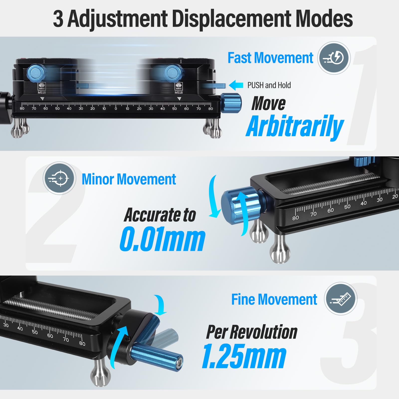 SIRUI MS18 180mm Macro Focus Rail with 360° Rotating Clamp & Arca-Swiss QR Plate - Heavy Duty 10KG Load Capacity for DSLR Cameras & Tripods - Perfect for Macro Photography, Product Shooting & Studio Work