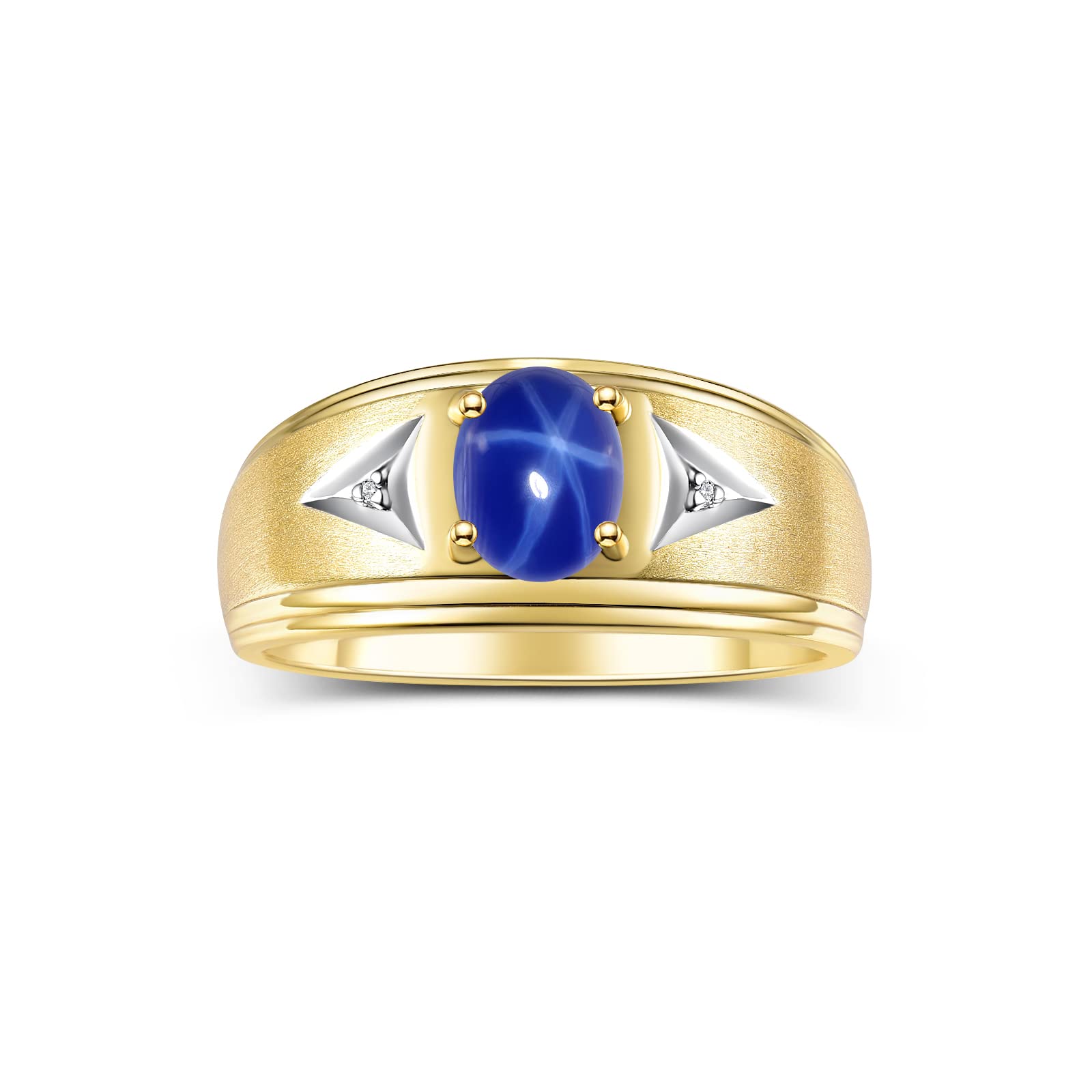 Rylos Men's Classic 8X6MM Oval Gemstone & Diamond Ring - Yellow Gold Plated Silver Birthstone Ring for Men (Sizes 8-13) | Perfect for Weddings, Anniversaries & Gifts