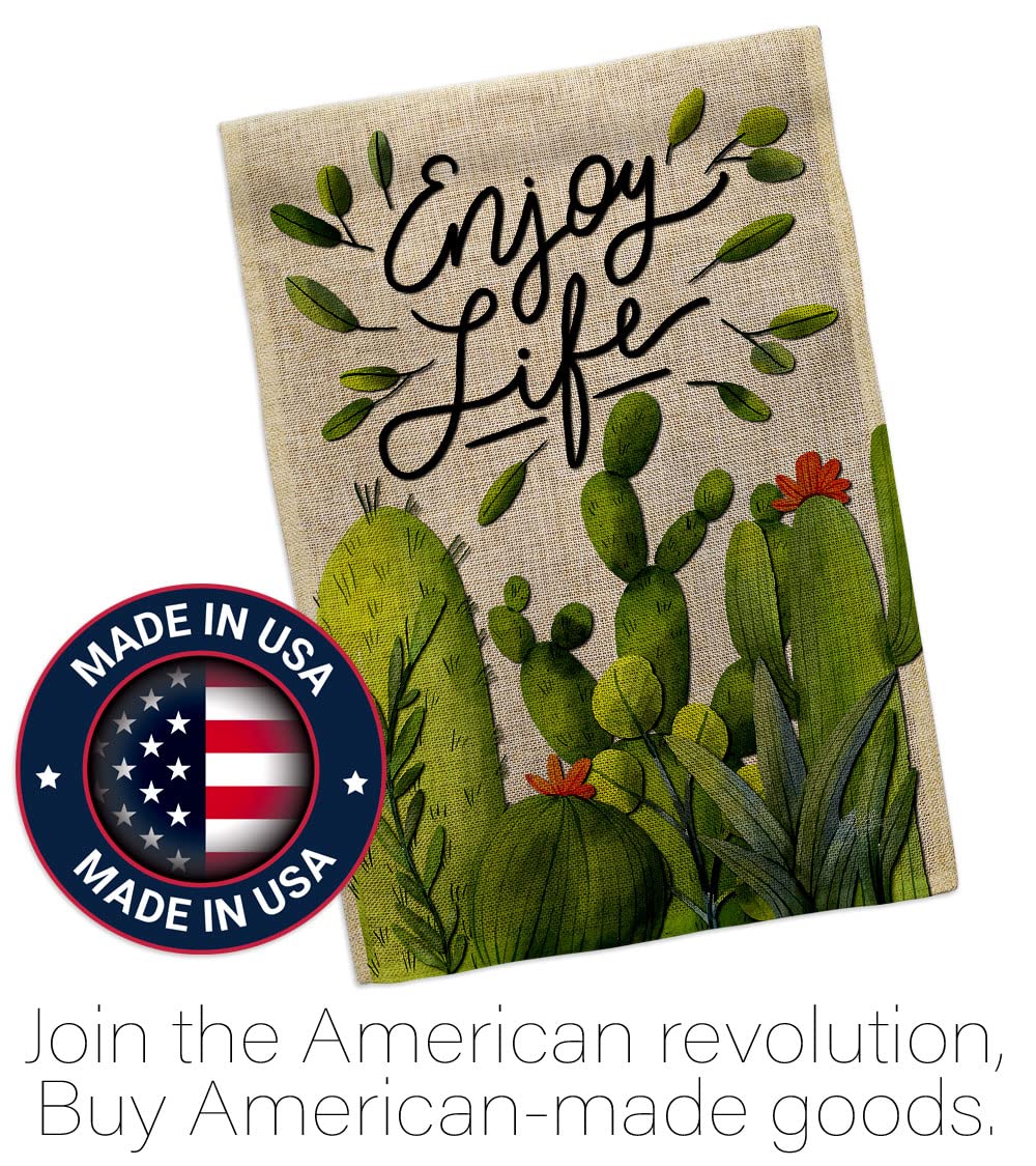 Breeze Decor Cactus Life Burlap House Flag - Southwest Desert Country Style Double-Sided Garden Banner | Made in USA | Perfect for Patio, Yard Decor & Western-Themed Gift Giving