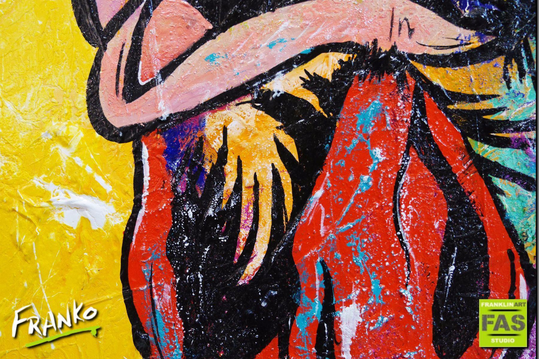 Vibrant Rooster Pop Art Painting - 140cm x 100cm Yellow Cock Wall Decor for Modern Home & Office | Unique Kitchen & Dining Room Artwork