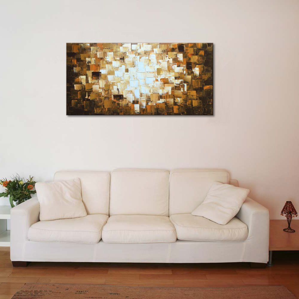 Large Textured Abstract Wall Art - Modern Oil Painting on Canvas - Handmade Home Decor for Living Room, Bedroom & Office - Unique Wall Hanging Picture for Contemporary Interior Design