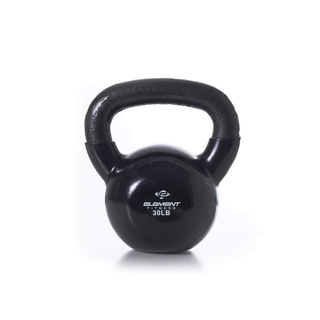 Vinyl Kettlebells 5-75 lbs Set | Durable Black Workout Weights for Home Gym, Strength Training & CrossFit