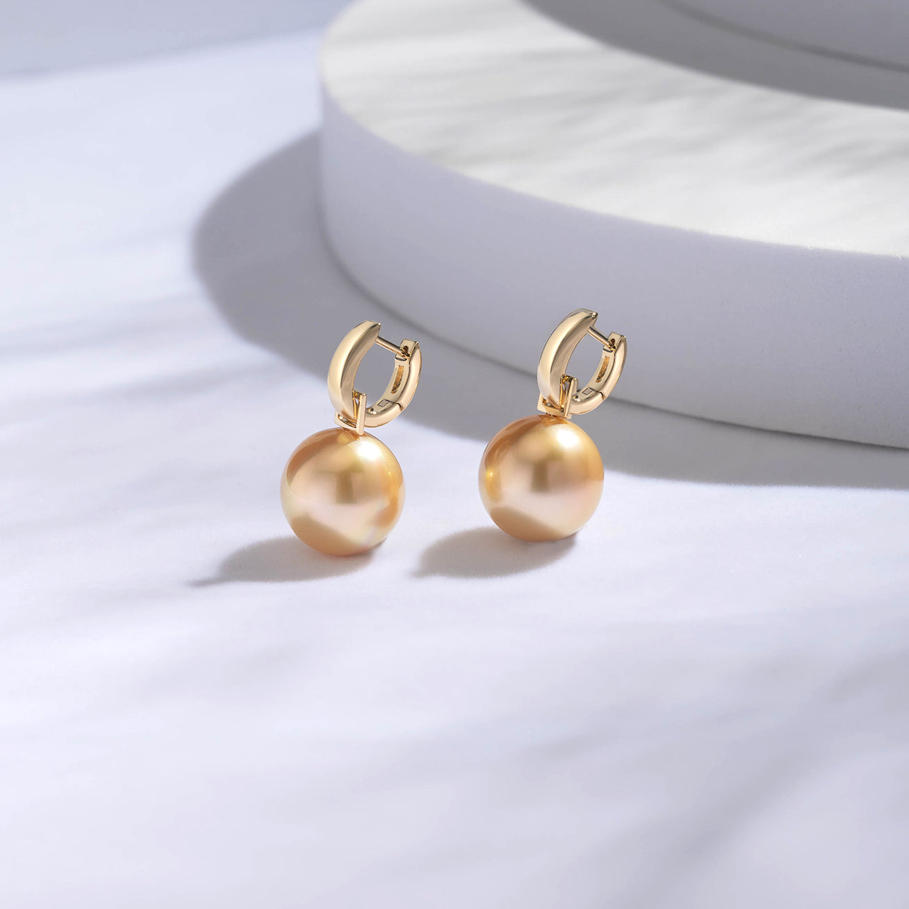 18K Solid Gold South Sea Golden Pearl Earrings KE00076 - Luxury Pearl Jewelry for Women, Elegant Gift for Wedding, Anniversary & Special Occasions