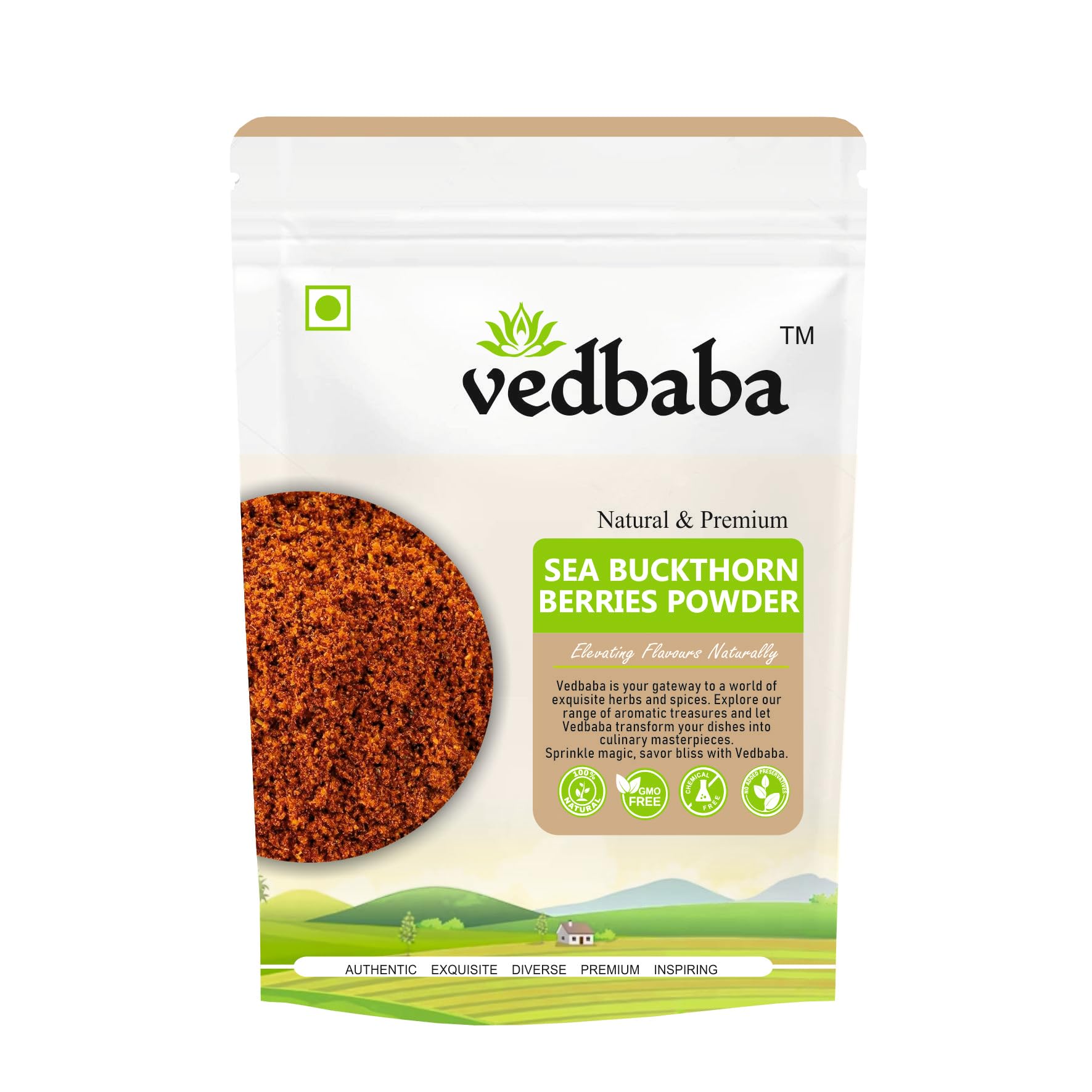 Organic Sea Buckthorn Berries Powder - 100g | Pure Dry Hippophae Rhamnoides Powder | Rich in Omega 7 & Antioxidants | Vitamin C Boost | No Sugar Added | Supports Skin Health & Immunity - Perfect for Smoothies, Skincare DIY & Wellness Drinks