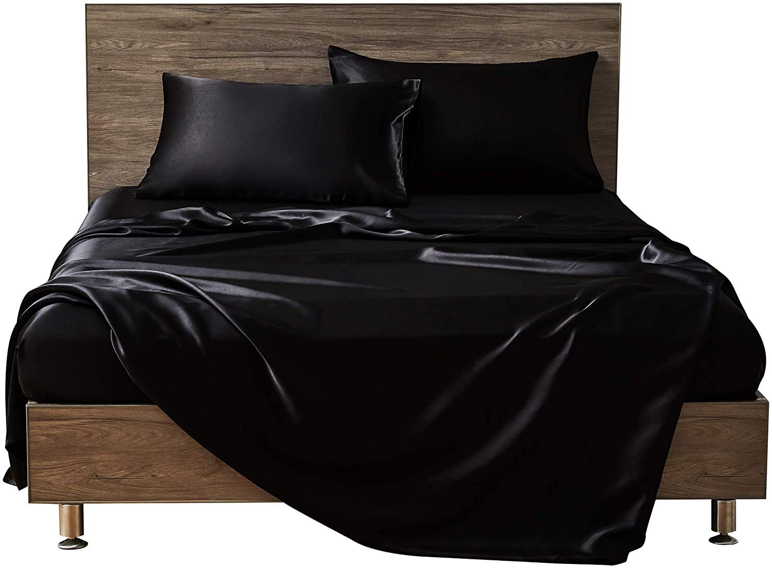 Luxury Satin Bed Sheets Set - 4 Piece Queen Size, Wrinkle & Fade Resistant, 12