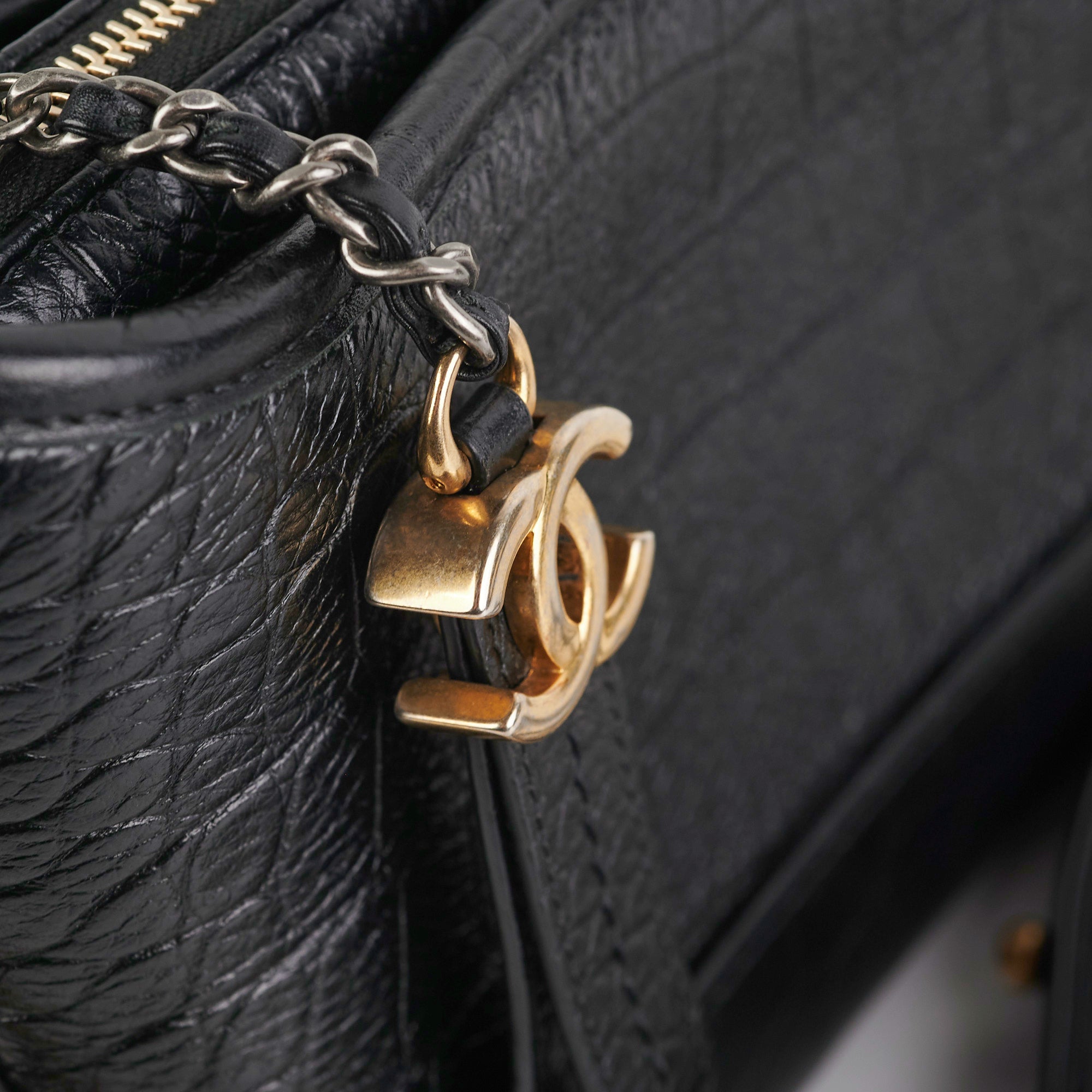 Chanel Small Gabrielle Black Crocodile Embossed Leather Shoulder Bag - Luxury Handbag for Women, Perfect for Evening Parties & Special Occasions
