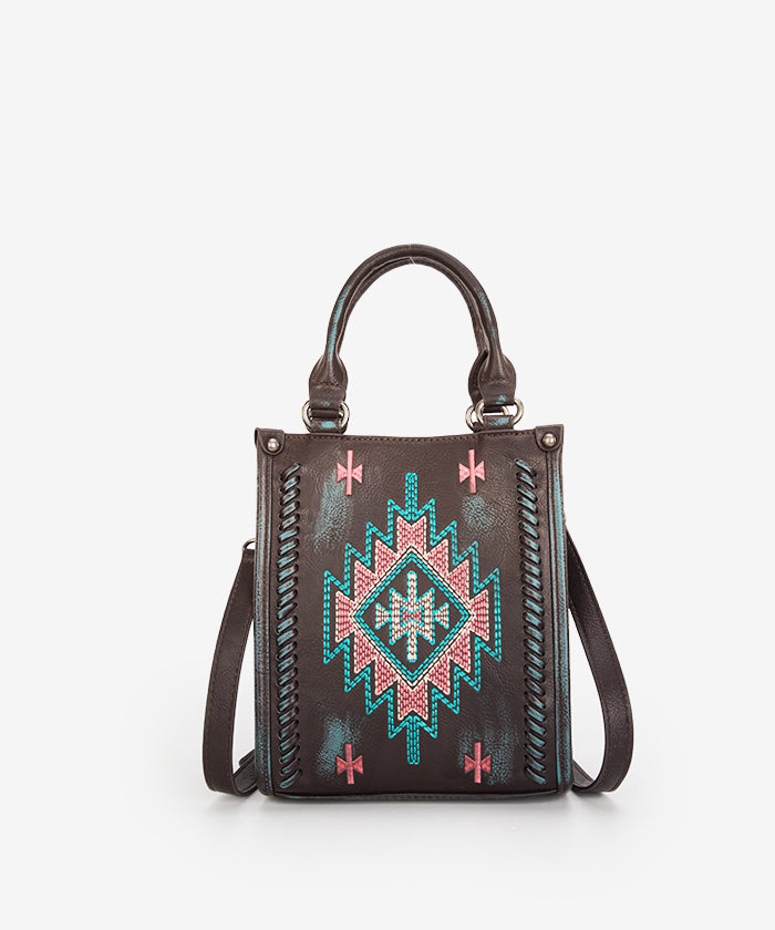 Montana West Aztec Embroidered Mini Crossbody Purse for Women - Stylish Boho Handbag with Adjustable Strap, Perfect for Travel, Shopping & Daily Use