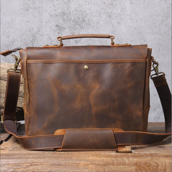 Genuine Leather Messenger Bag for Men & Women - Stylish & Durable Crossbody Bag for Work, Travel & Everyday Use