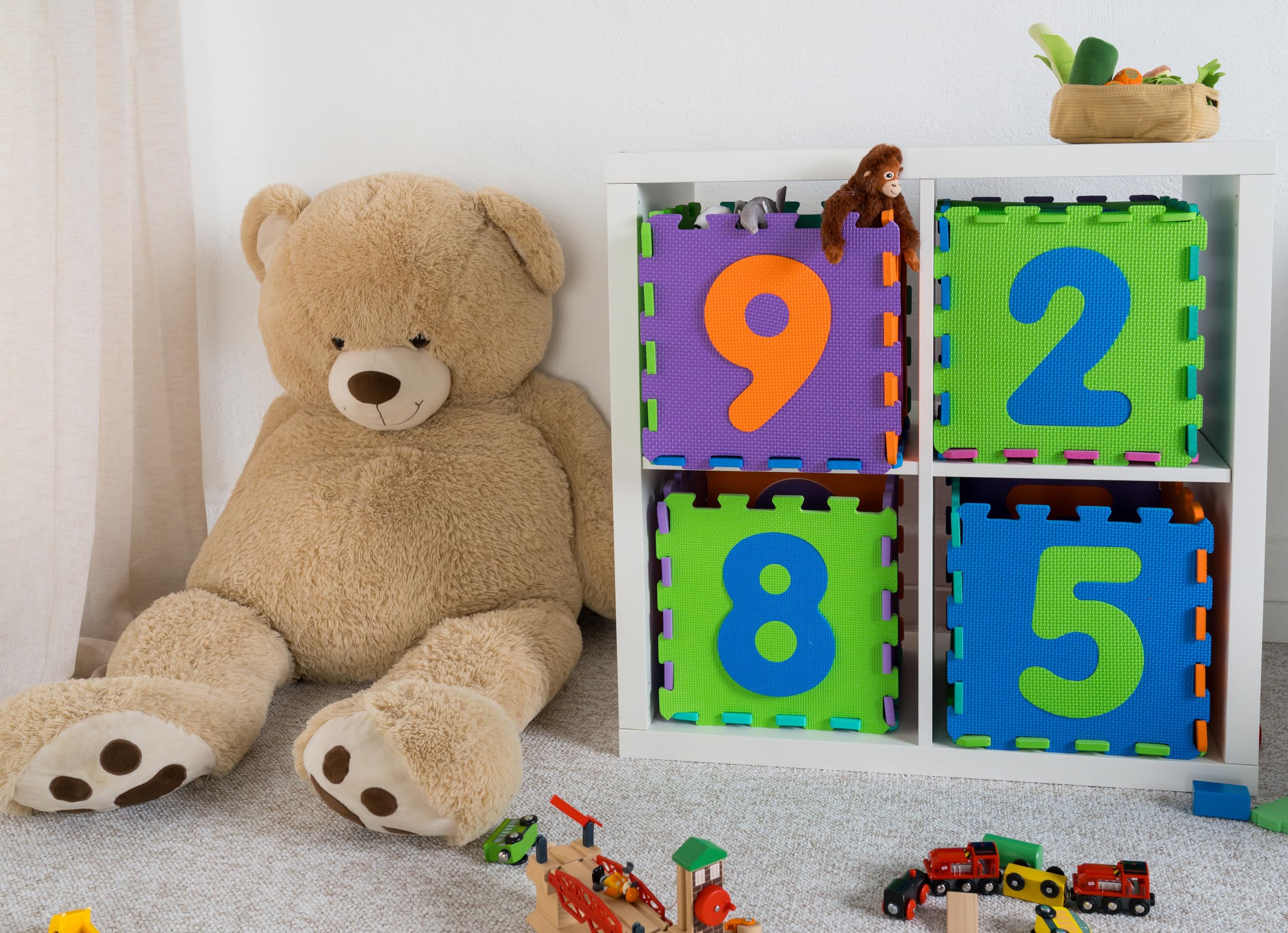 Non-Toxic Soft Foam Number Jigsaw Puzzle Play Mat for Kids - Educational Floor Mat for Learning Numbers & Shapes - Perfect for Nursery, Preschool & Playroom