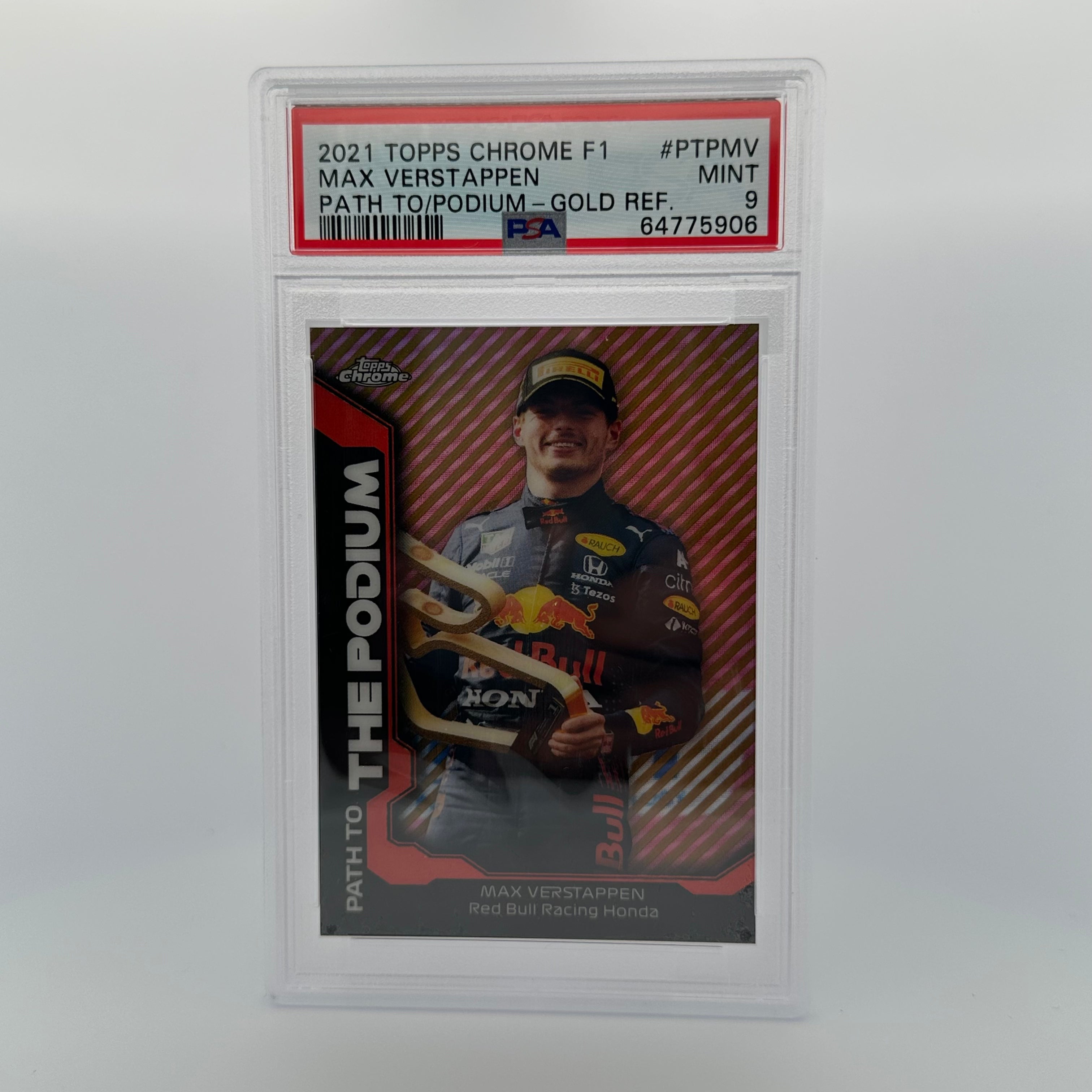 PSA 9 29/50 MAX VERSTAPPEN PTPMV PATH TO THE PODIUM GOLD REFRACTOR - Rare Trading Card for Collectors & Sports Fans - Perfect for Display, Investment & Memorabilia Collection