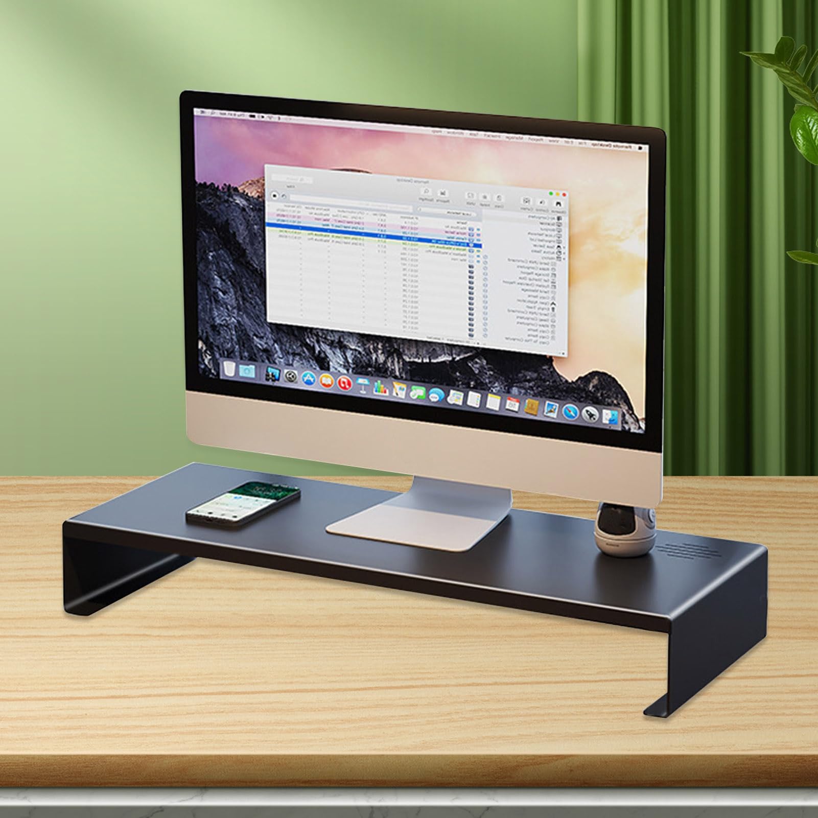 ULAFBWUR Adjustable Monitor Stand Riser - Ergonomic Computer Monitor Stand for Desk with Storage, Sturdy Laptop Stand Holder for Office, Home & School Use - Perfect for Workspace Organization (Black)