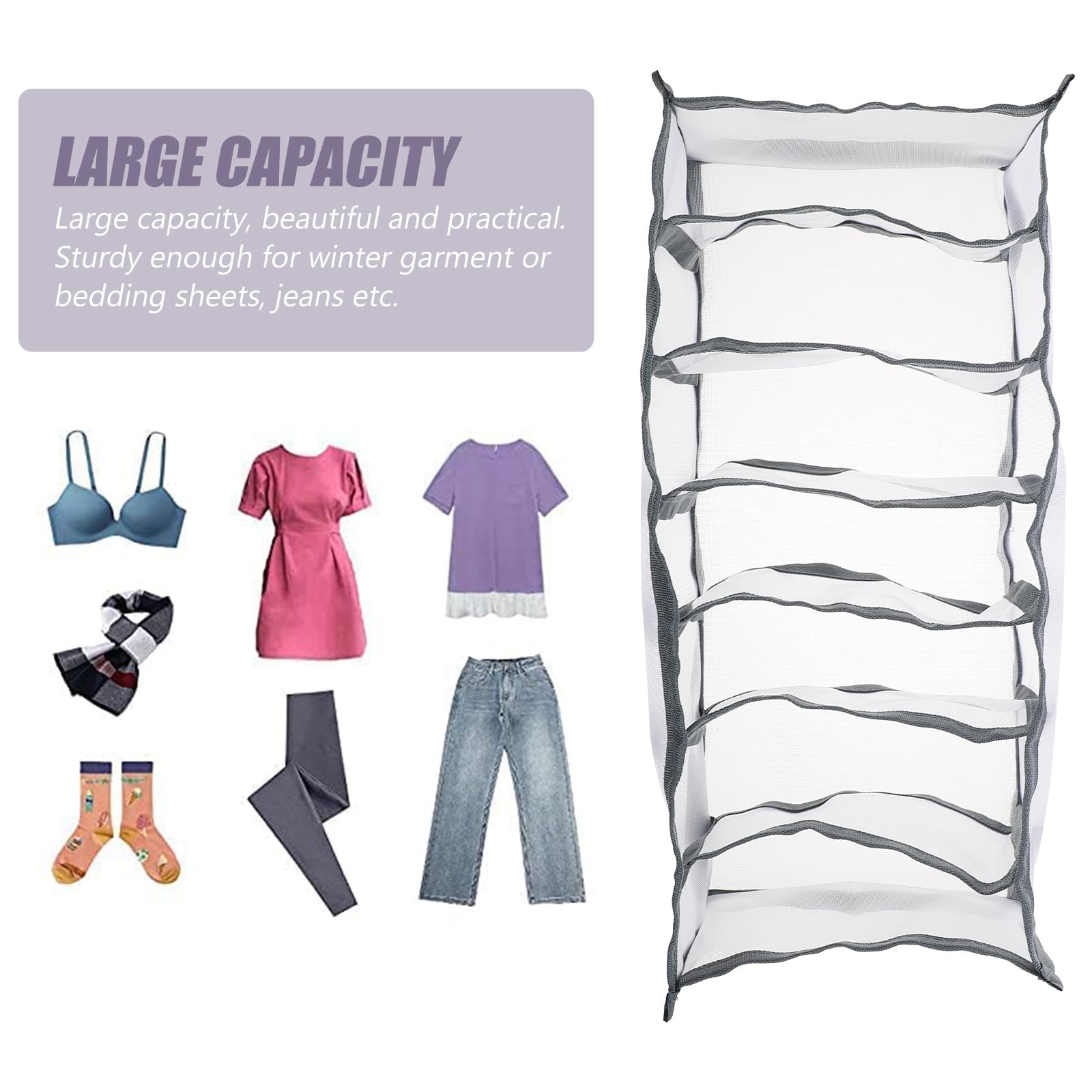 iplusmile 2-Pack 7-Grid Foldable Closet Organizer - Storage Bins for Bras, Socks & Underwear - Space Saving Wardrobe Organizer for Bedroom, Dorm Room & Travel (Perfect for Clothes, Accessories & Small Items Organization)