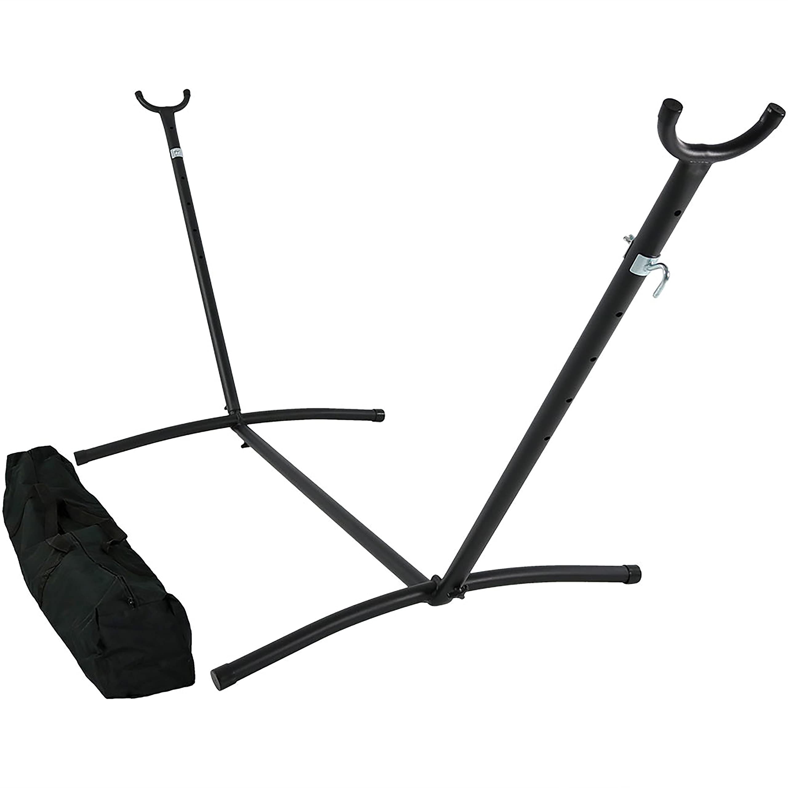 Sunnydaze Brazilian Portable Steel Hammock Stand for Outdoor Use with Carrying Case - 400 lb Capacity Hammock Frame - Black Finish - Perfect for Backyard, Camping, Beach & Patio Relaxation