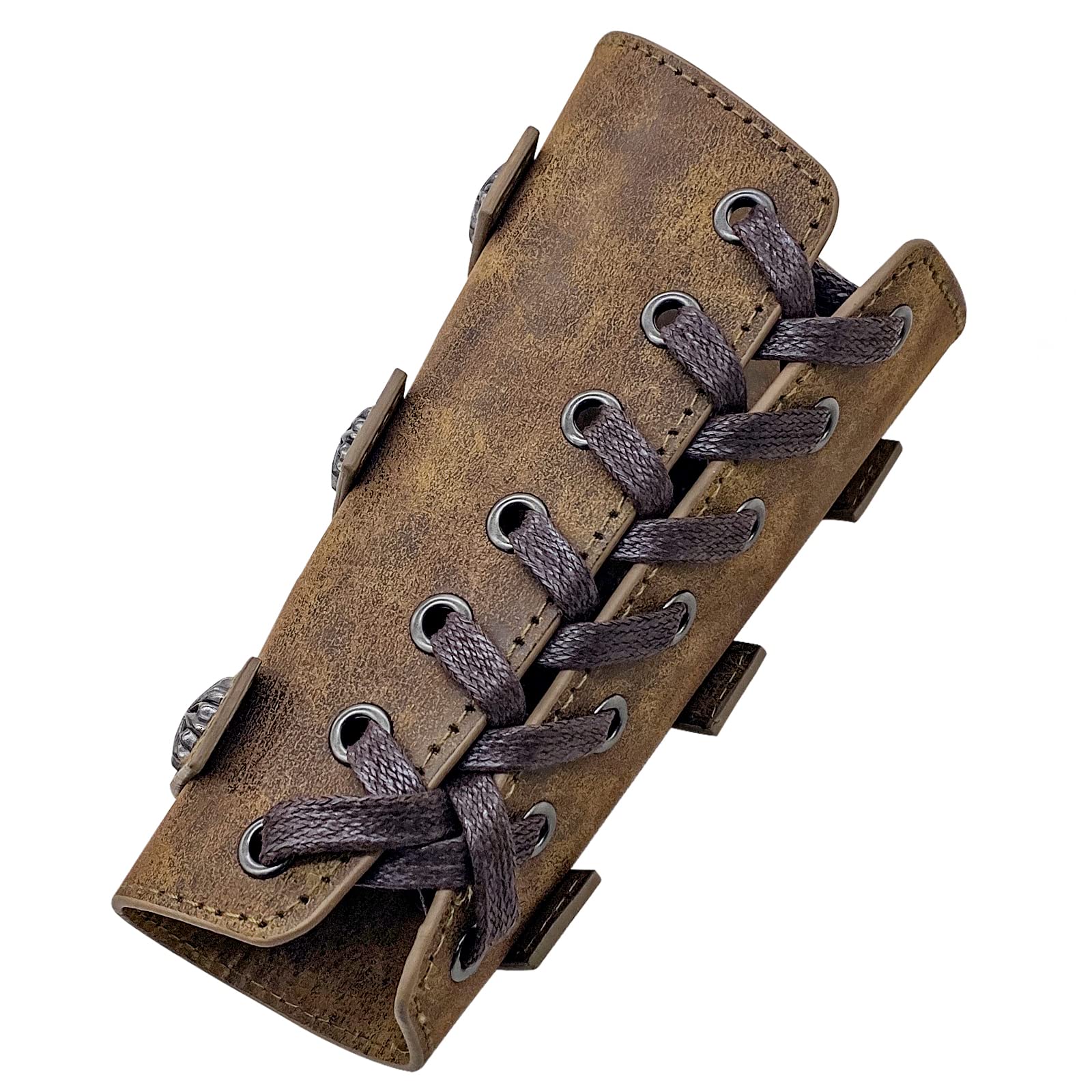 Viking Bracers - Medieval Leather Arm Armor Cuffs & Gauntlets (2-Pack) - Punk Style Wristbands for Men & Women - Perfect for LARP, Cosplay & Renaissance Fairs