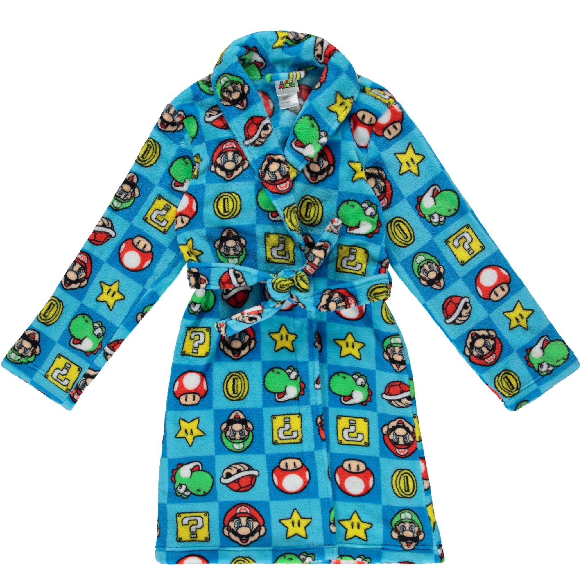 Super Mario & Sonic The Hedgehog Fleece Kids Robe - Ultra Soft Plush Bathrobe for Boys & Girls Ages 4-10 | Cozy Toddler & Kids Pajama Robe for Bath Time, Birthday Gifts & Christmas Presents