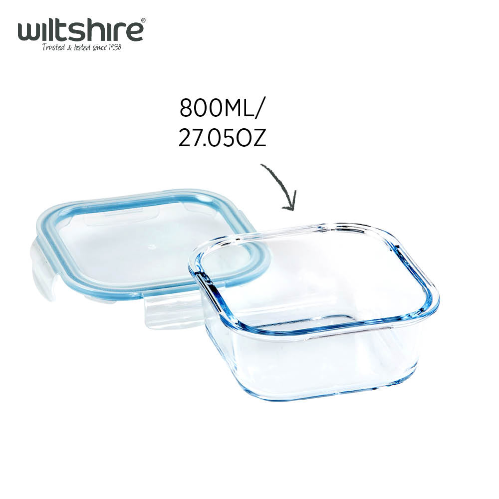 800ml Square Glass Food Storage Container - Airtight, Microwave & Dishwasher Safe - Perfect for Meal Prep, Leftovers & Pantry Organization