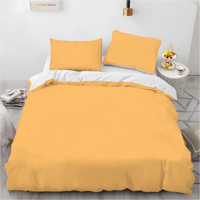 Phonxia Orange Double Duvet Cover Set - 200x200cm Zipper Closure Bedding with 2 Pillowcases | Hypoallergenic & Breathable Cotton for Kids & Adults | Perfect for Guest Rooms, Dorms & Cozy Bedrooms