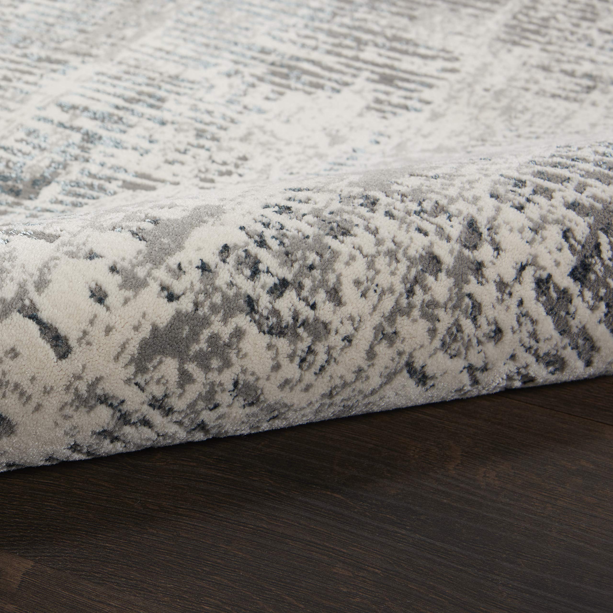 Michael Amini MA90 Uptown Abstract Ivory/Grey 8' Runner Area Rug, 2'2