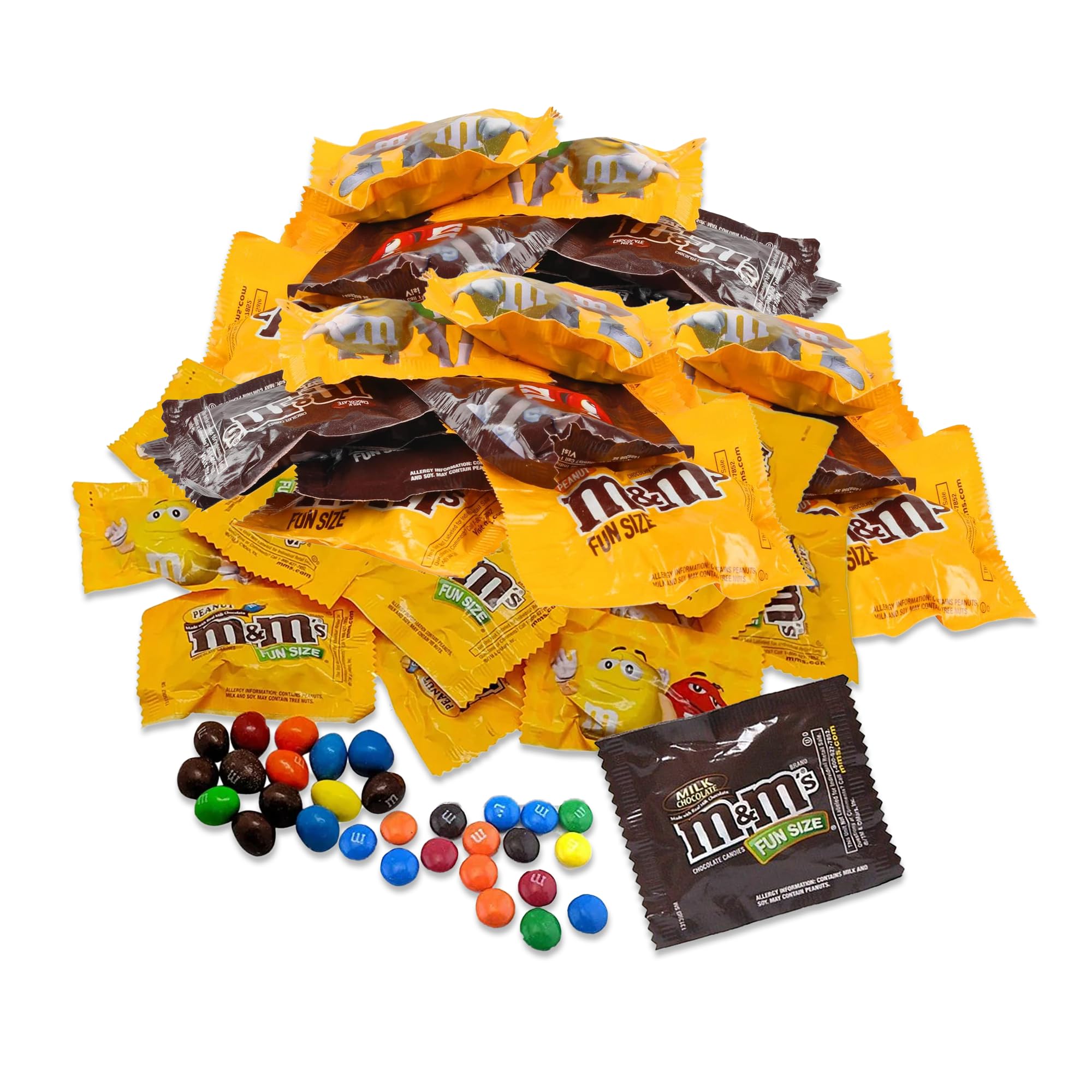 **M&M's Milk Chocolate & Peanut Fun Size Candy Bulk 2lbs – Individually Wrapped Variety Pack for Parties, Halloween, Office Snacks & Gift Baskets**