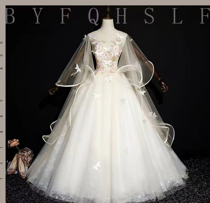 Elegant Blue Long Sleeve Ball Gown Dress for Sweet 16 Birthday Party | Butterfly Embroidery Formal Gown | Perfect for Quinceañera, Prom, Homecoming & Special Occasions