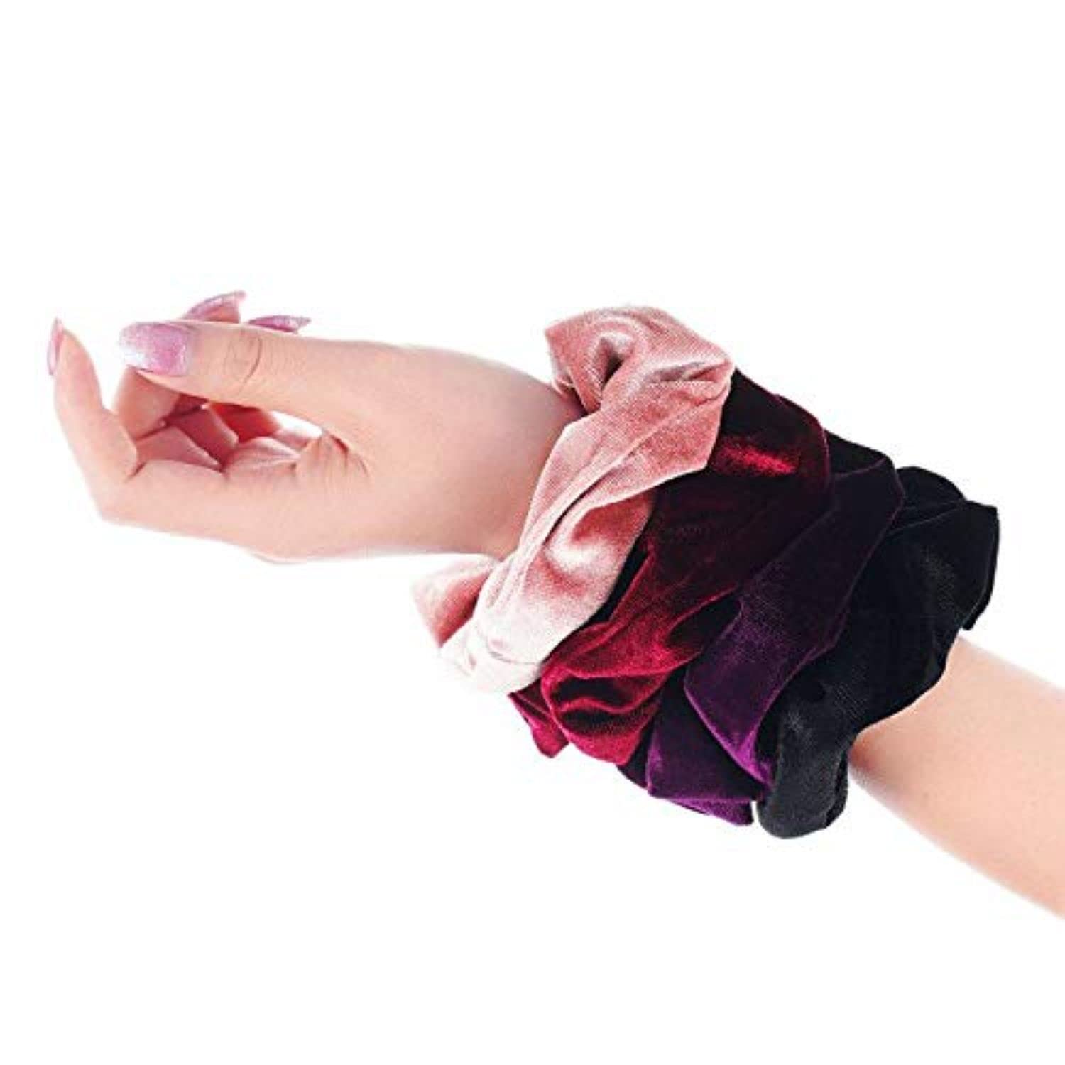 FAMEZA 12 Pack Black Velvet Scrunchies for Women & Girls - Soft Elastic Hair Ties for Ponytails, Braids & Bun Hairstyles - Perfect Hair Accessories for Kids, Teens & Adults (Great for School, Work & Gym)
