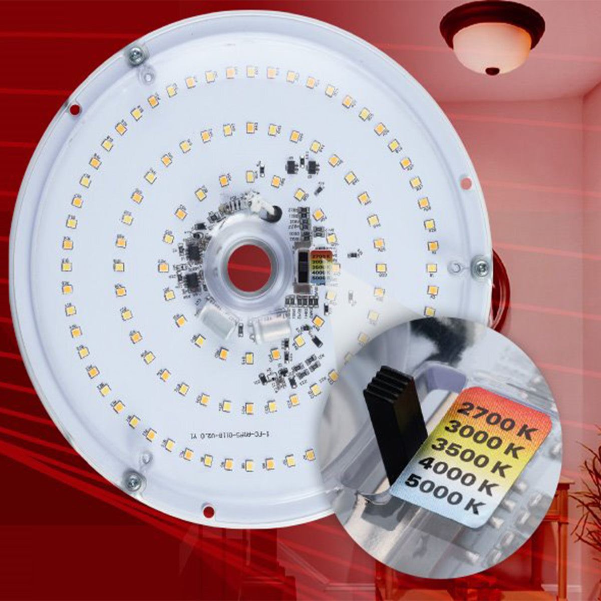 8 Inch Round Flush Mount LED Retrofit Kit - 1800 Lumens, Selectable CCT (3000K-5000K), 120V - Perfect for Kitchen, Bathroom & Closet Lighting Upgrade