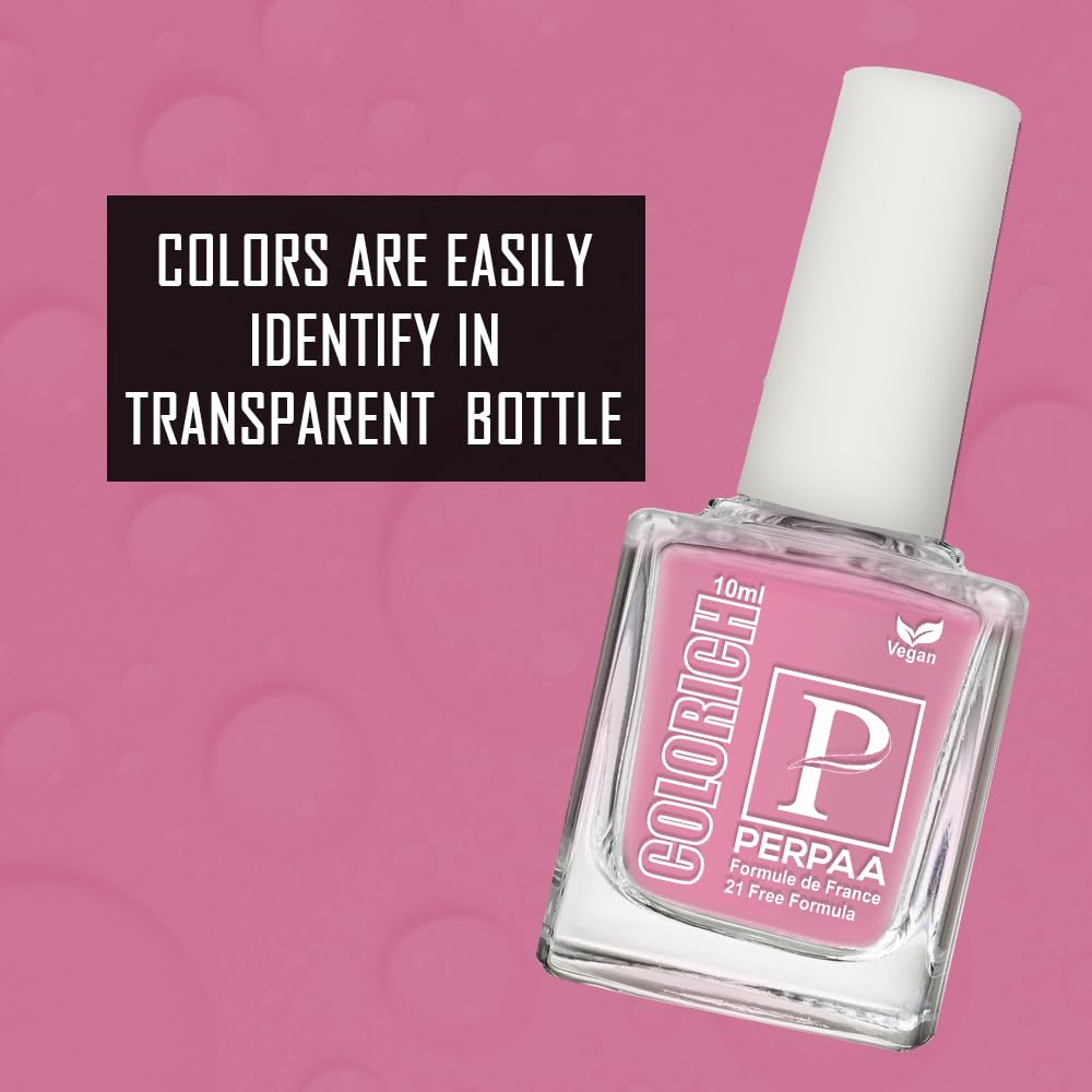 PERPAA Colorich Vegan Nail Polish - Baby Pink (10ml) | Quick Dry, High Shine, Long Lasting & Chip Resistant | Cruelty-Free & Non-Toxic Formula | Perfect for Everyday Wear, Date Nights & Special Occasions