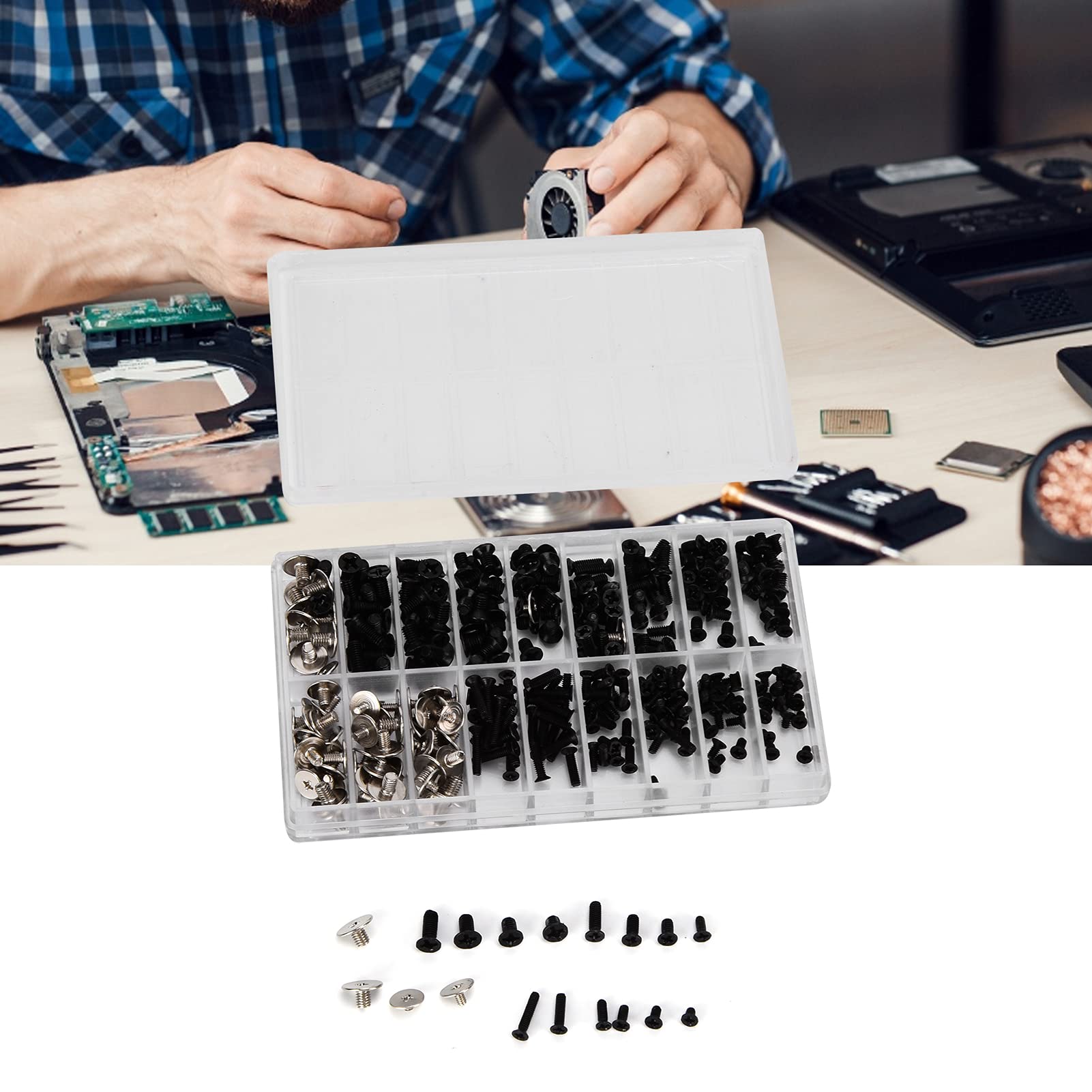 360Pcs Computer Screws Kit - Cross Head Replacement Screws for Laptop, PC, Watch Repair - Durable Alloy Steel Machine Screws for Electronics & Small Devices (Home & Office Use)