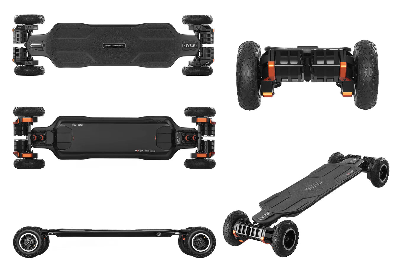 Exway Atlas Pro 4WD Electric Skateboard - 34 MPH Top Speed, 25 Mile Range, All-Terrain Off-Road Gear Drive System - Perfect for Commuting, Adventure Riding & Urban Exploration