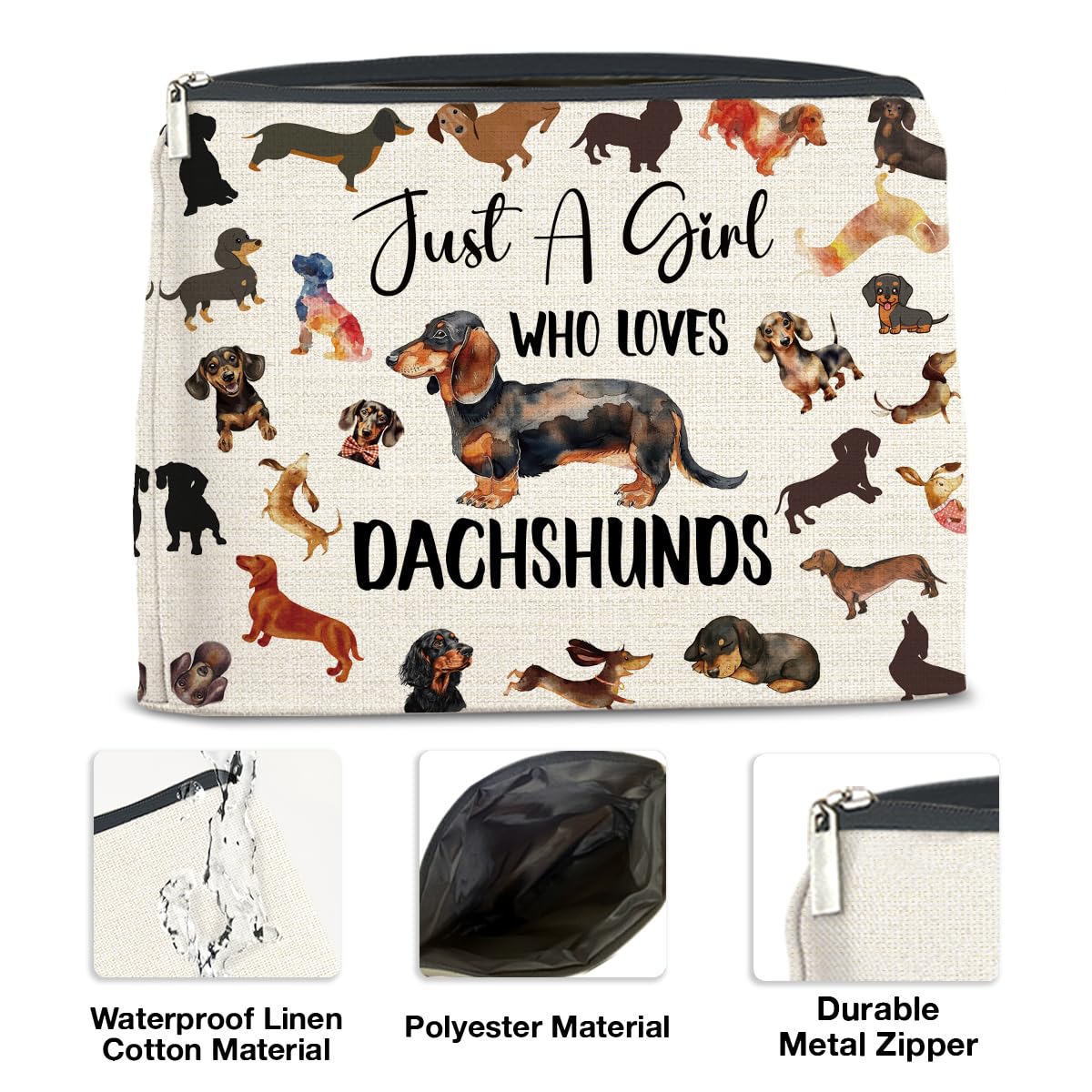 Cute Dachshund Makeup Bag for Women - Wiener Dog Themed Cosmetic Travel Organizer & Toiletry Pouch - Perfect Gift for Dog Lovers - Ideal for Travel, Gym, and Daily Beauty Essentials