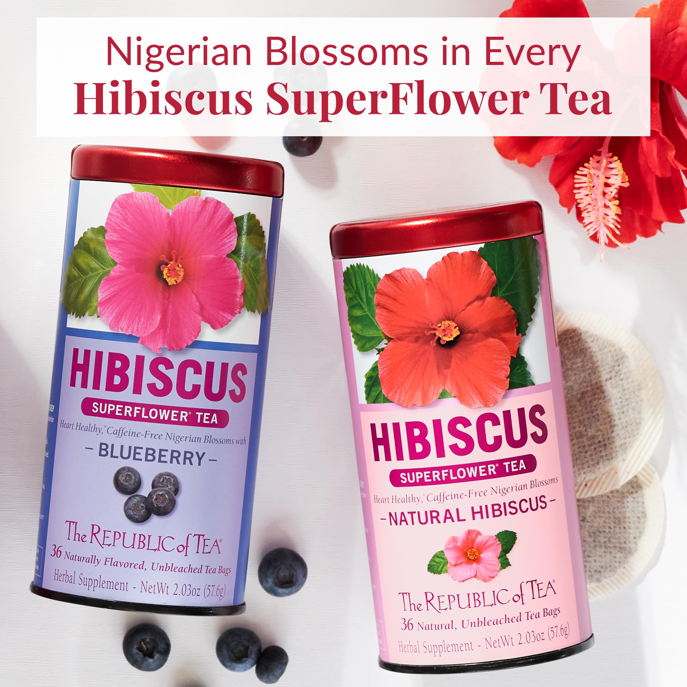 The Republic of Tea Hibiscus Strawberry Herbal Tea - 250 Count Tea Bags | Fruity Superflower Rosehip Blend | Perfect for Iced Tea, Relaxation & Wellness